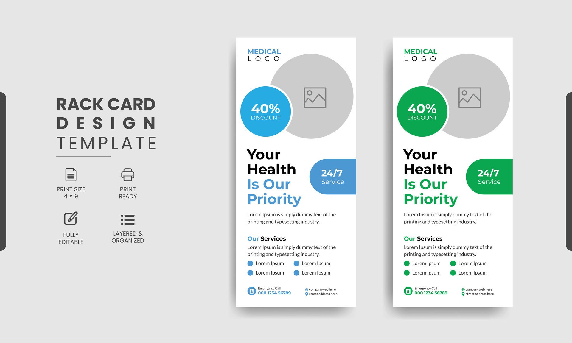 Creative Concept Medical Health Care rack card or DL Flyer or banner layout. Free Vector