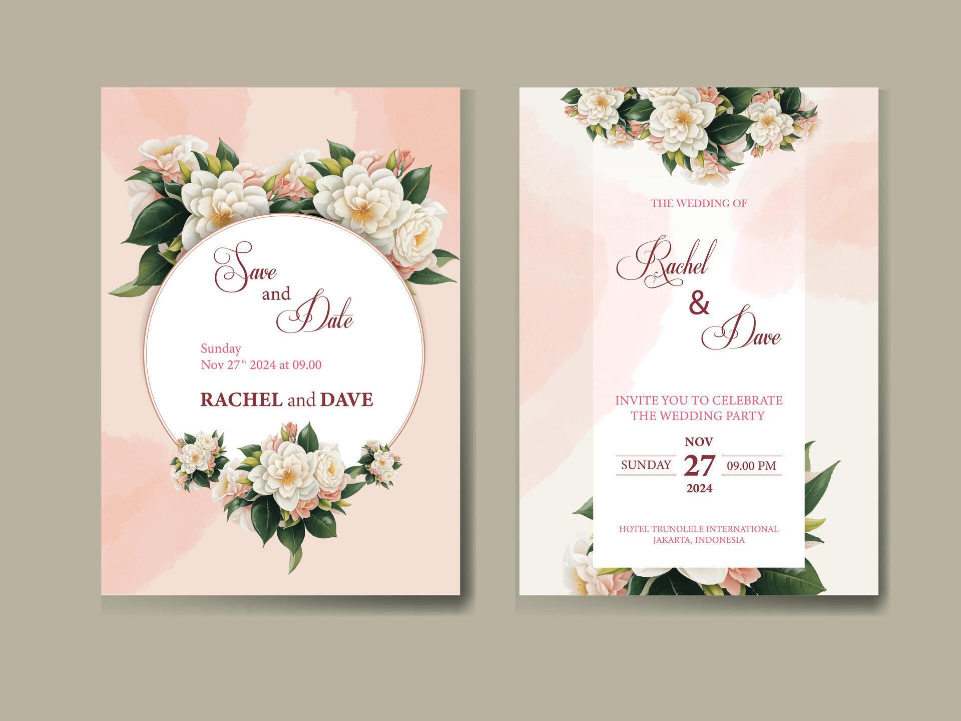 wedding invitation card with flowers Stock Free