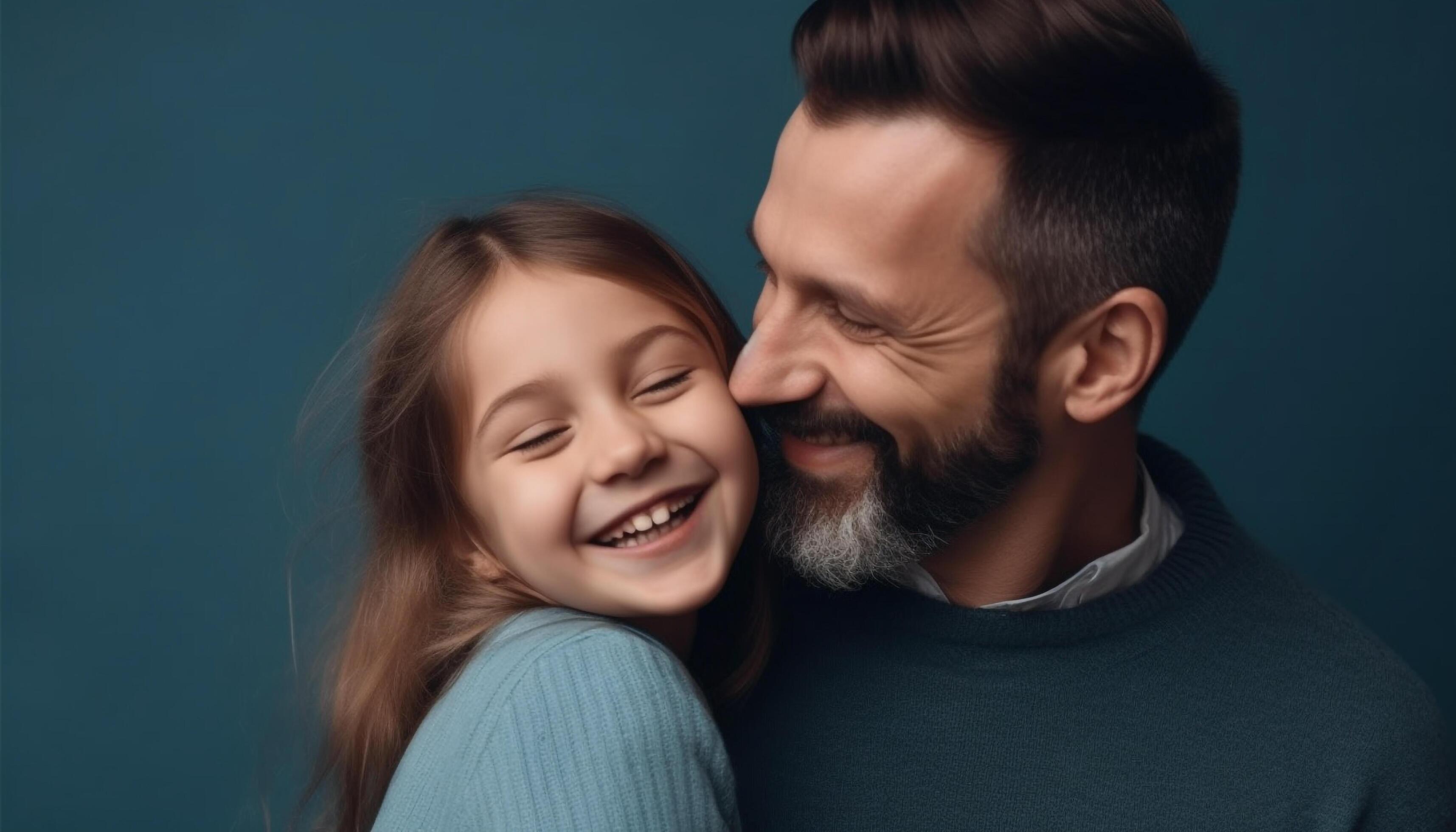 Family love and togetherness captured in playful studio portrait generated by AI Stock Free