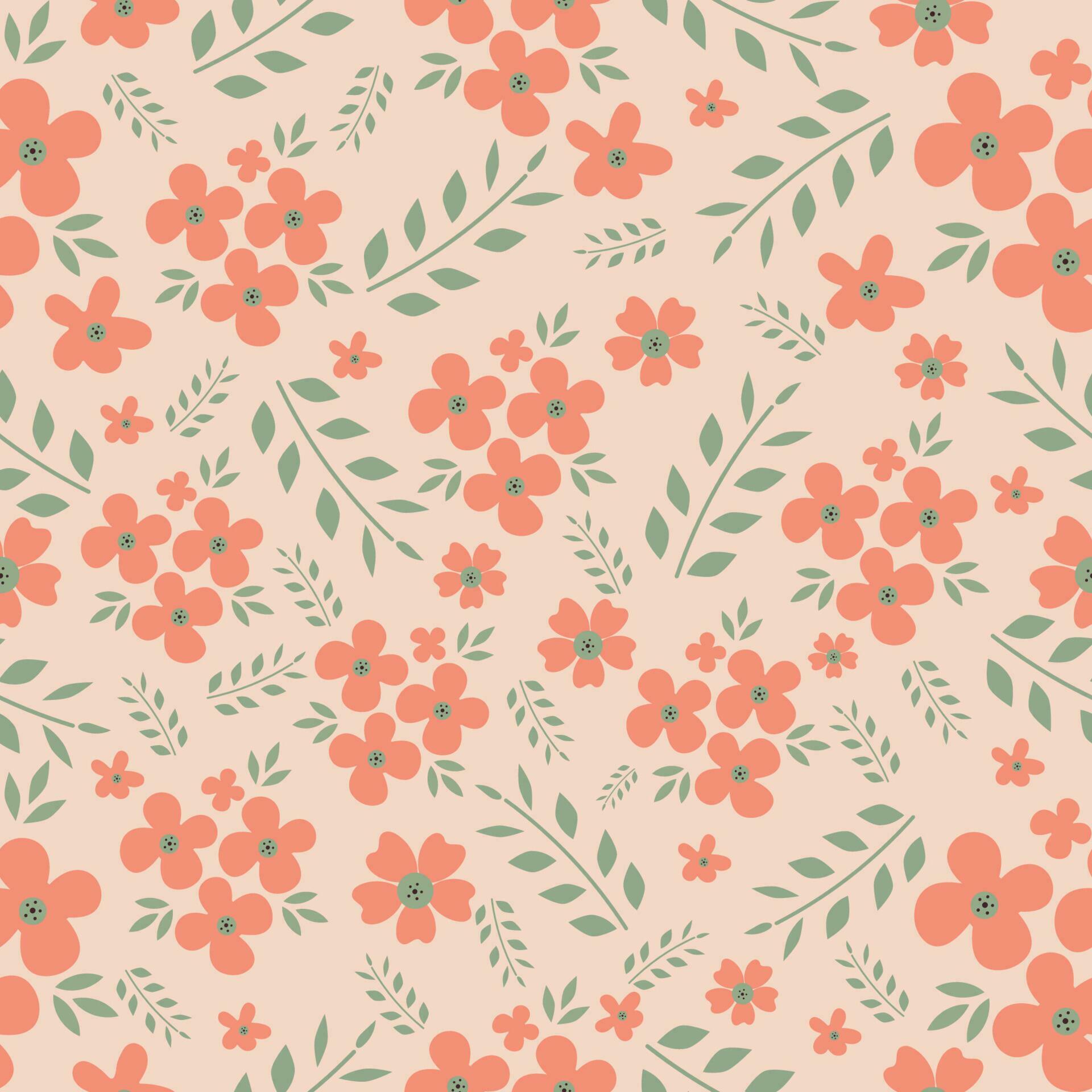 Vector illustration of a vintage seamless floral pattern with cute flower and leaf. Illustration isolated on selected one coloured background. Stock Free