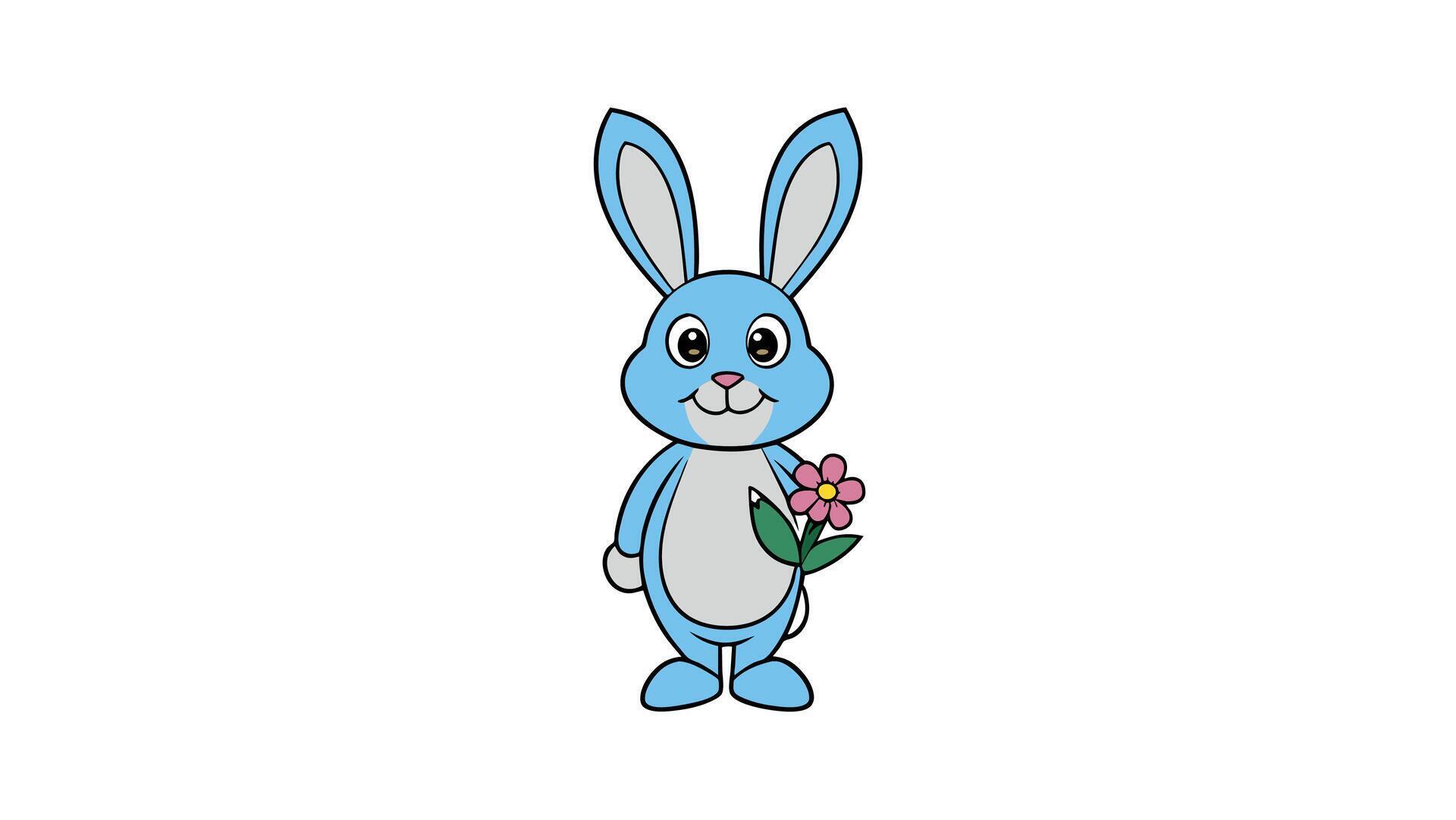 Easter Rabbit Holding Flower Charming Vector Illustration for Festive Designs Stock Free