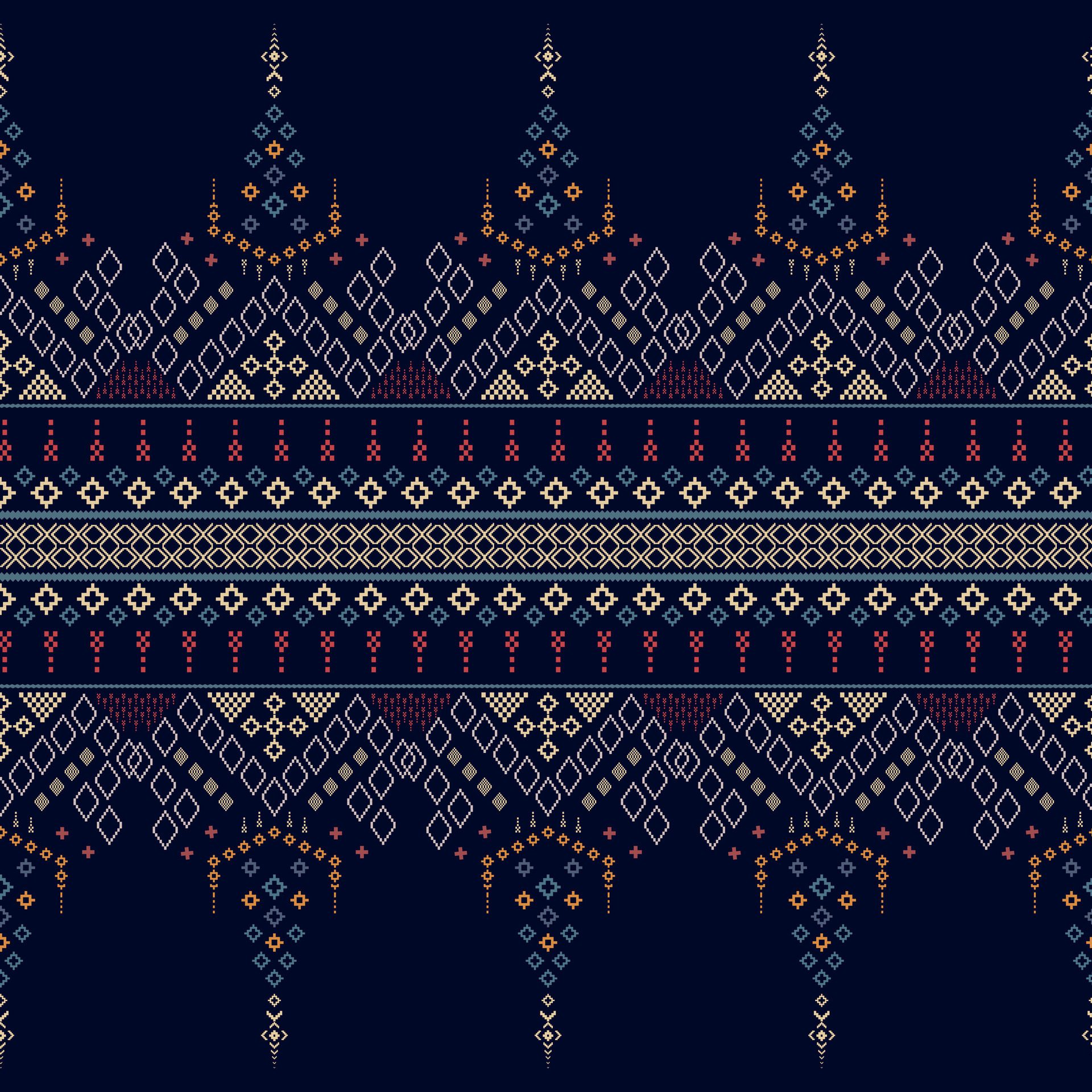 The traditonal Cross stitch Idian clothes pattern, colorful geometric traditional ethnic textiles seamless textiles, an abstract design for fabric Free Vector