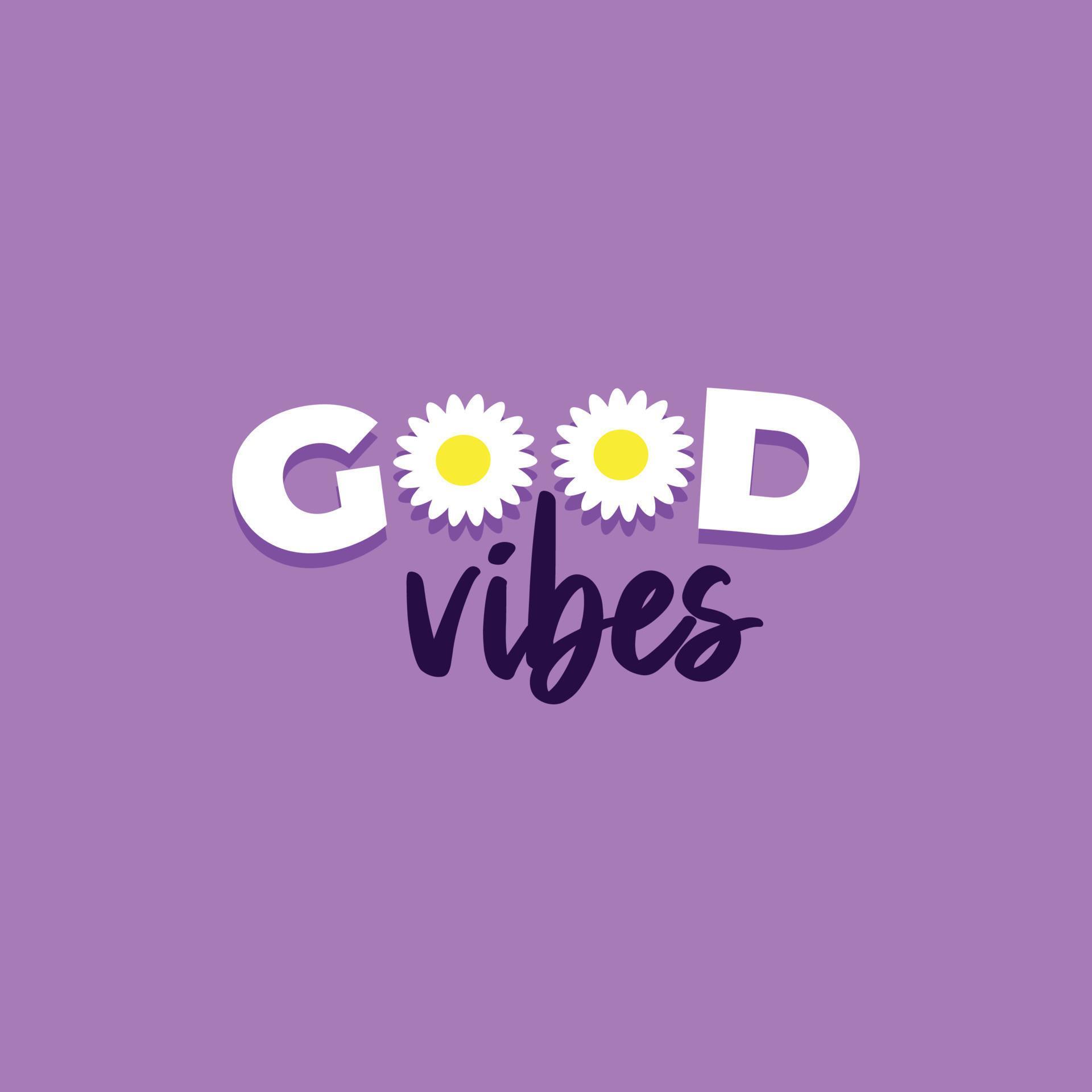 Good Vibes decorative typography design with flowers vector illustration Stock Free