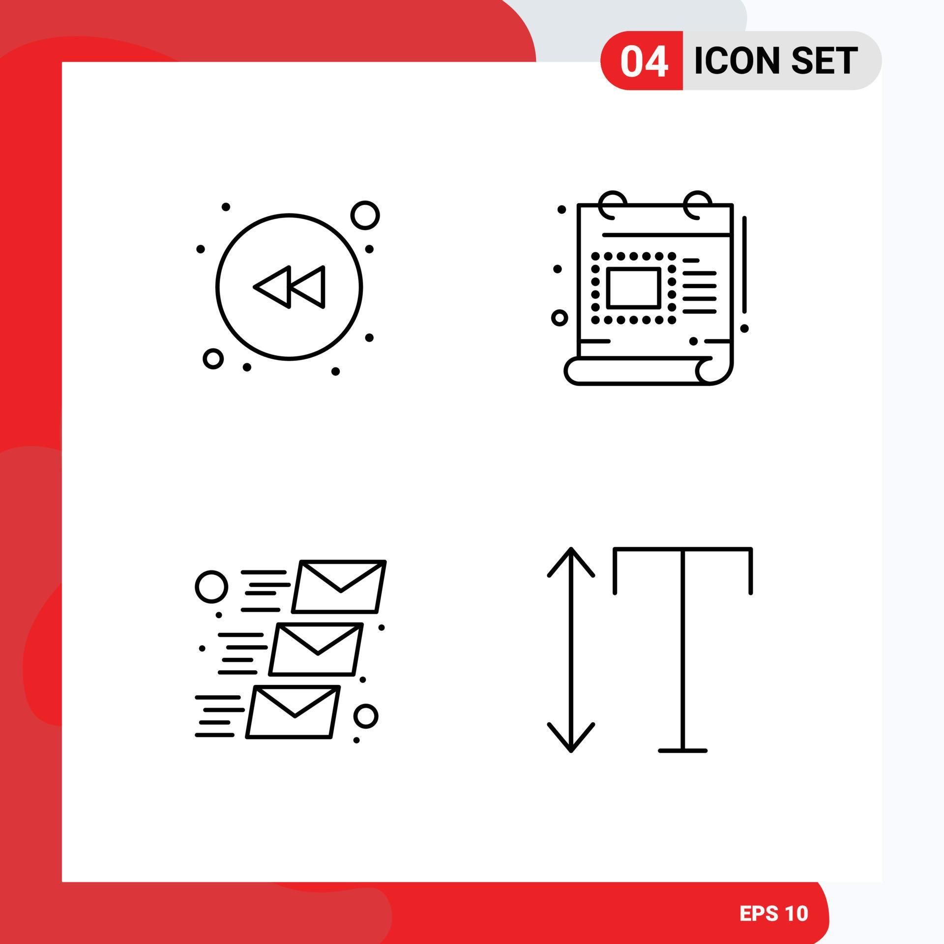 Pictogram Set of 4 Simple Filledline Flat Colors of arrow mailing creative scale font Editable Vector Design Elements Stock Free