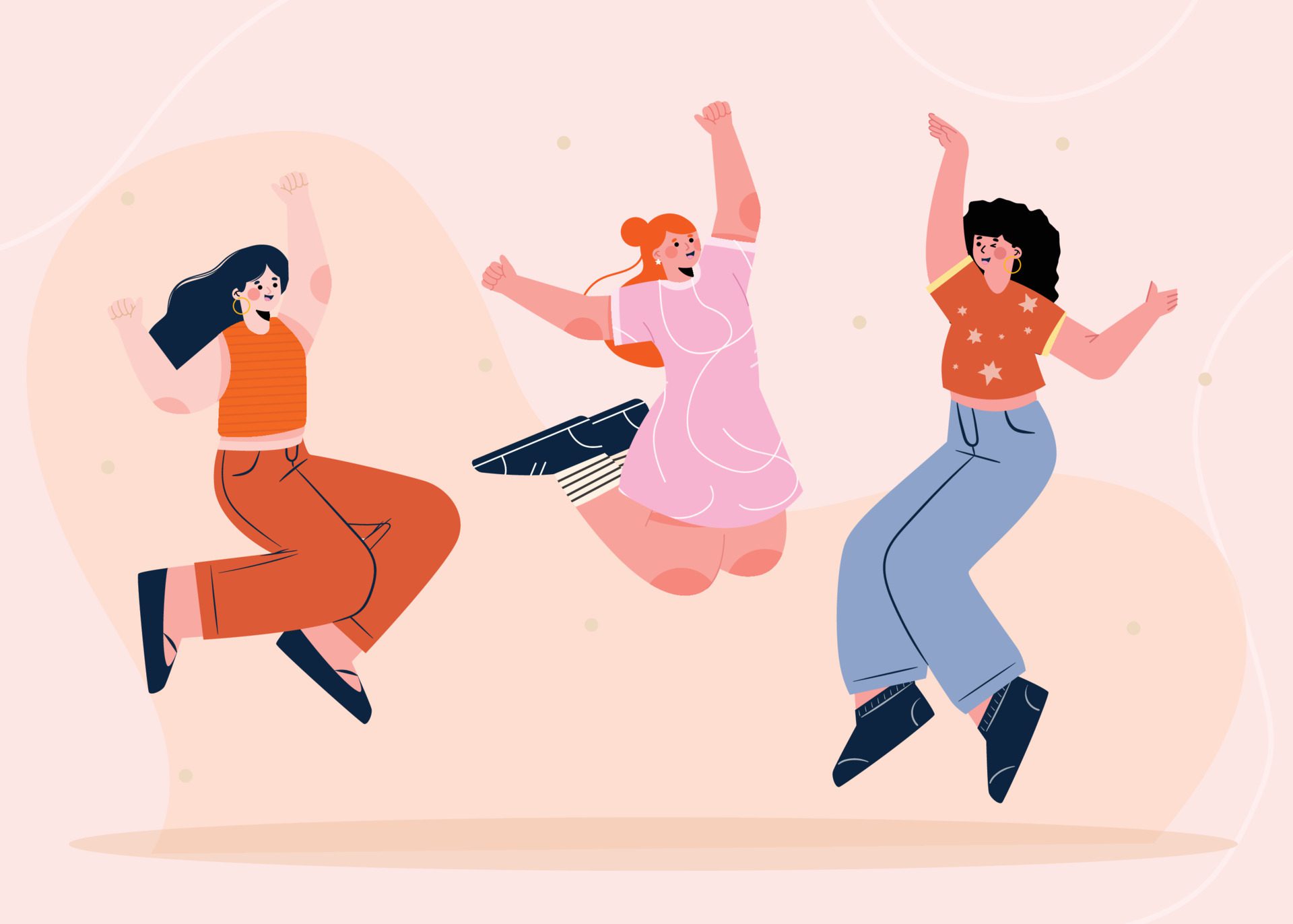 Hand drawn people jumping fun Free Vector