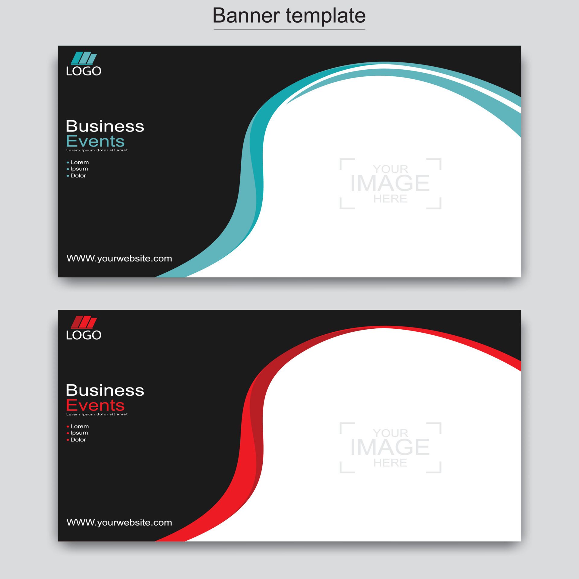 Vector abstract design web banner template. Web Design Elements – Header Design. Abstract geometric web banner template on grey background. Free Vector