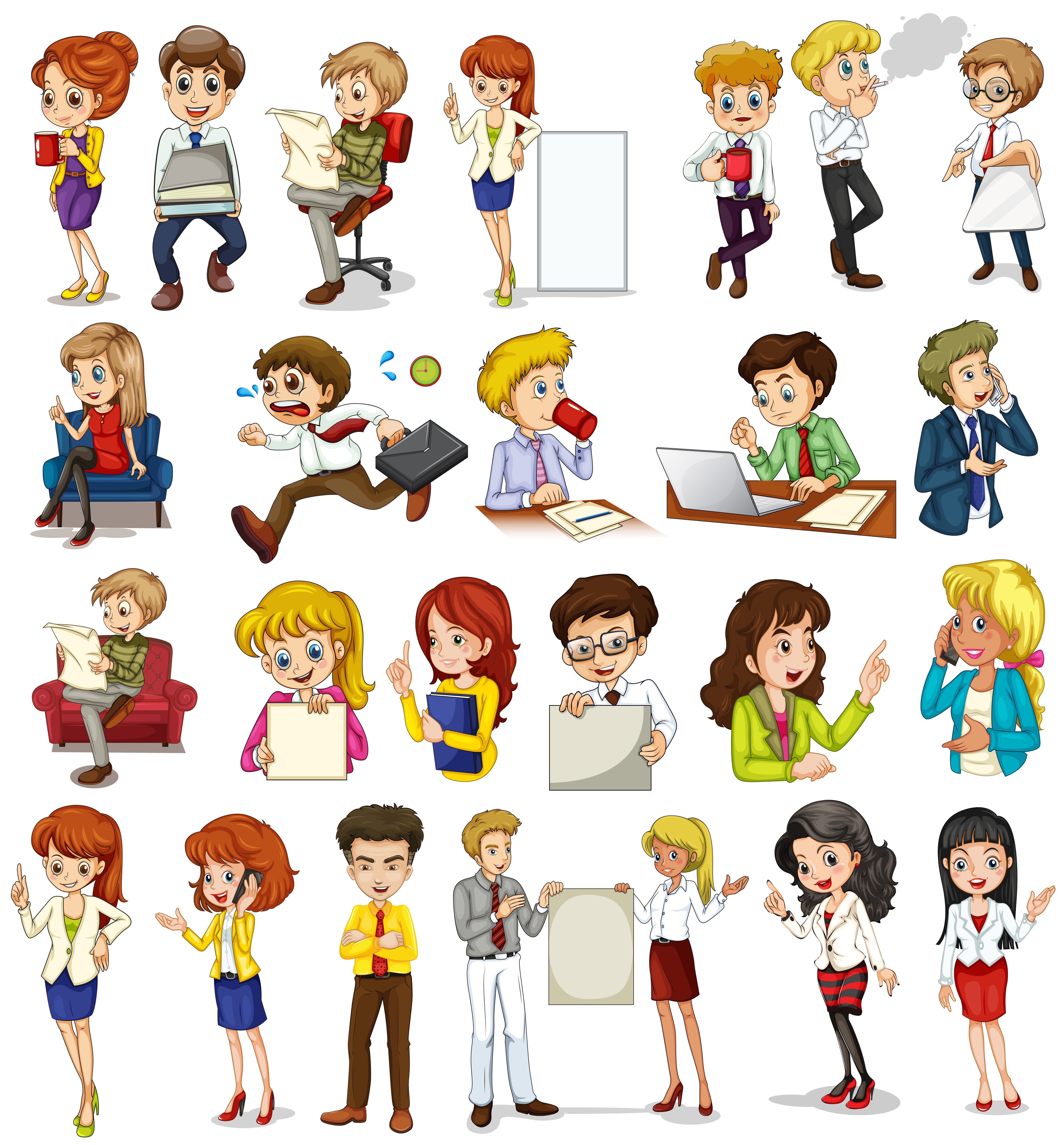 Business people doing different activities Free Vector