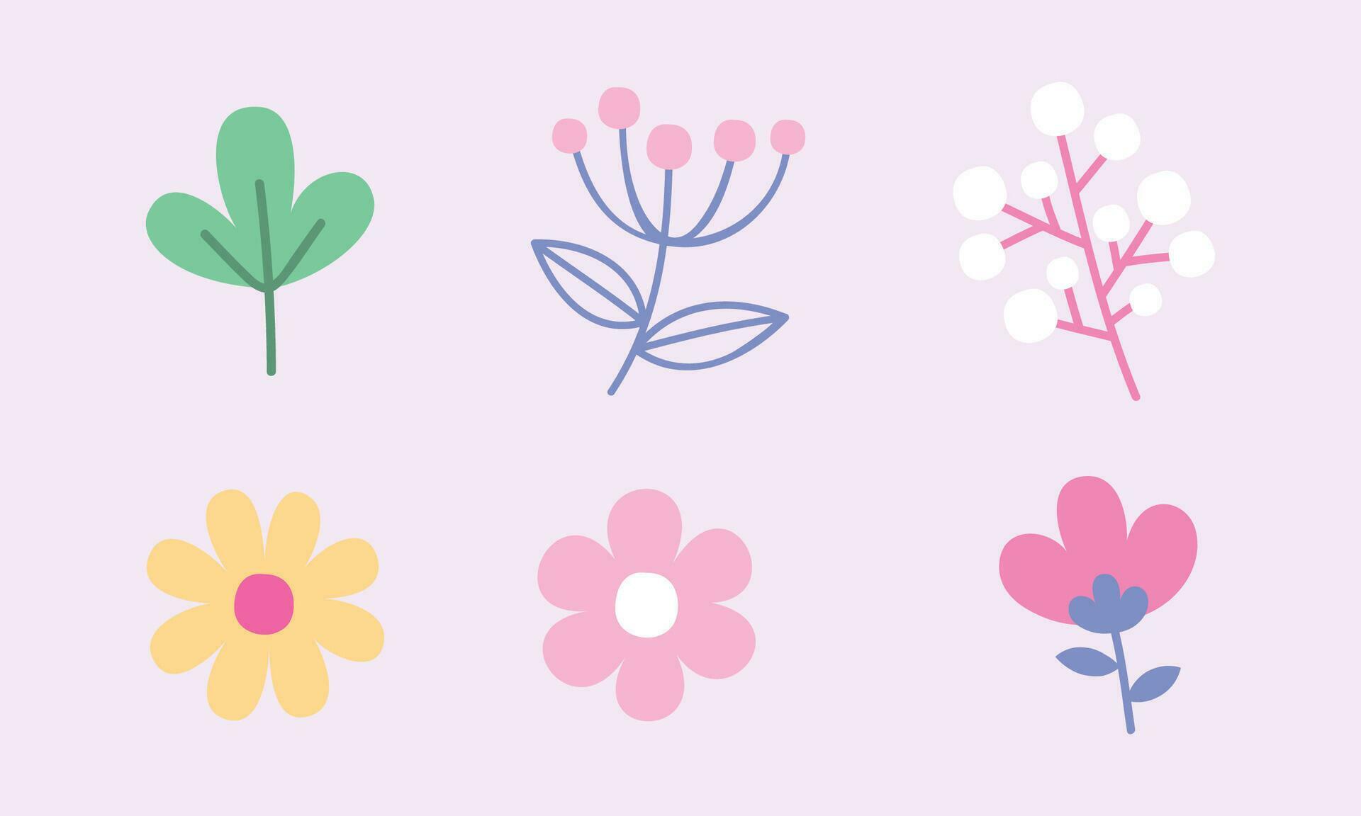 Vector hand drawn spring flower collection Stock Free