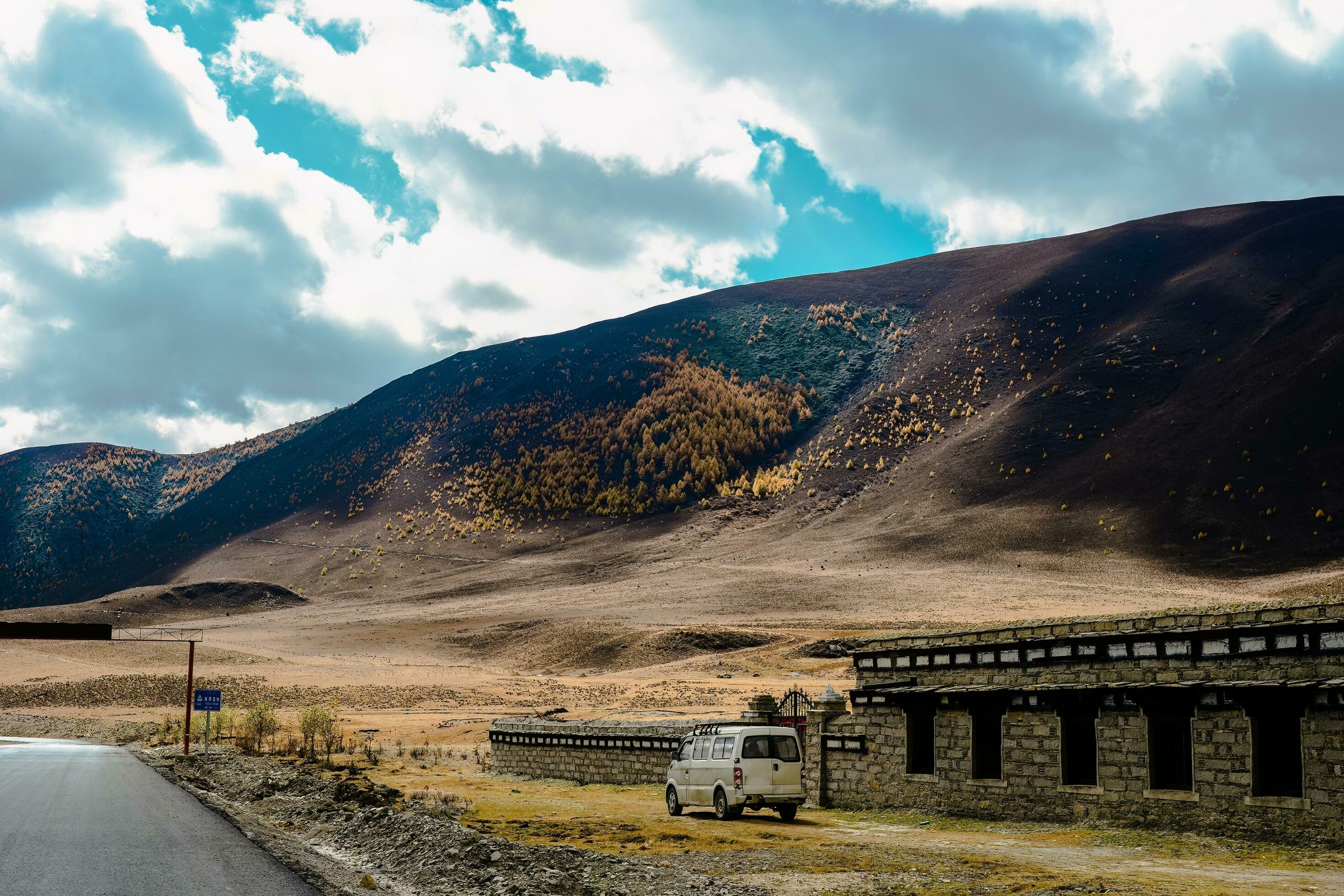 Stone Houses of Alpine Herdsmen in Tibetan Areas of China Stock Free