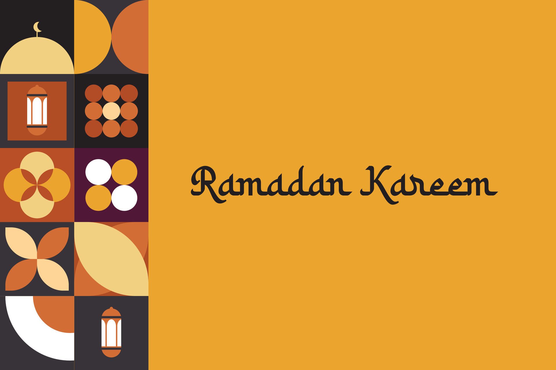 PrintIslamic Ramadan Kareem holiday banner design with minimalistic icons of Mosque Free Vector