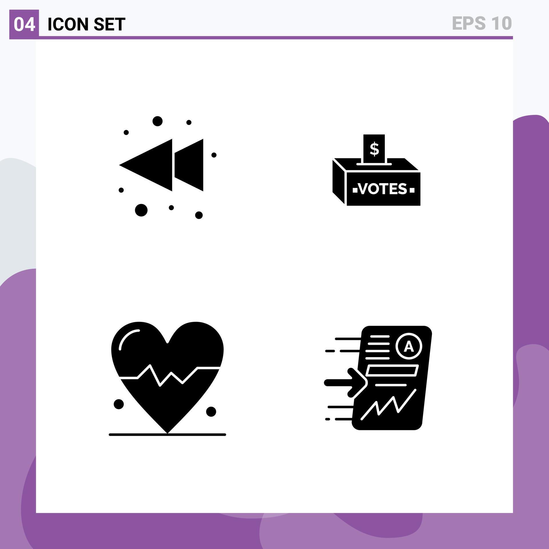 Group of 4 Modern Solid Glyphs Set for arrow heart bribe influence file Editable Vector Design Elements Stock Free