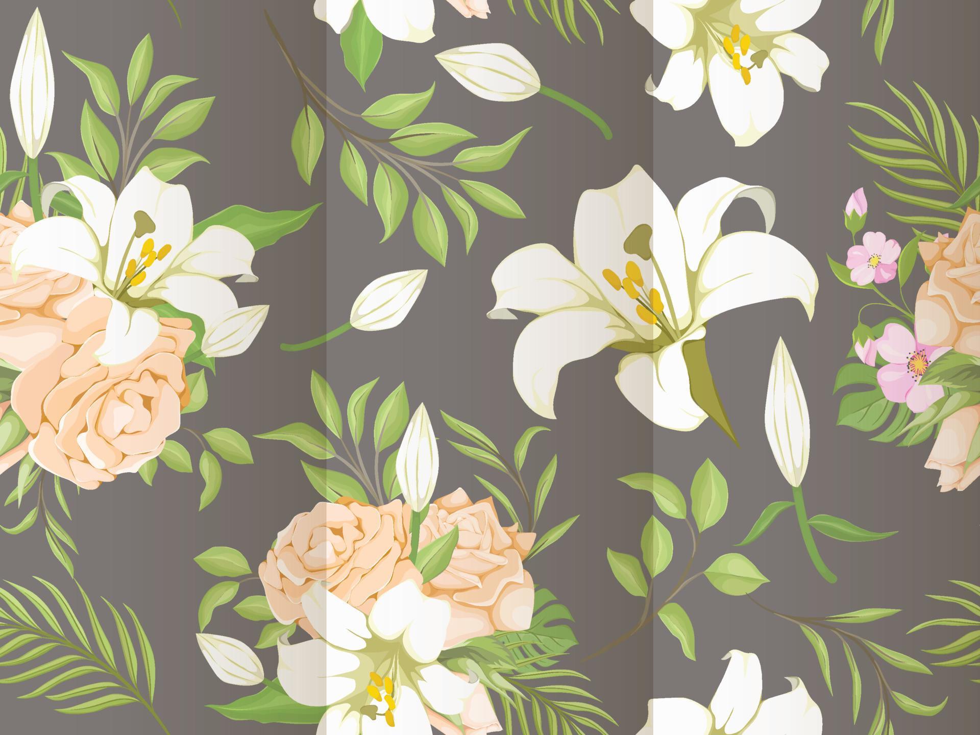 Beautifull Seamless Pattern Design with Lily Flowers Vector Stock Free