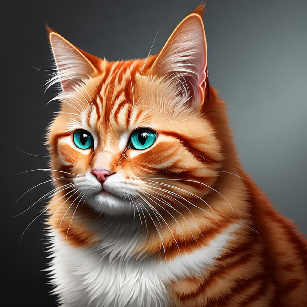 Ginger cat Digital painting,Highly by @ai_generated