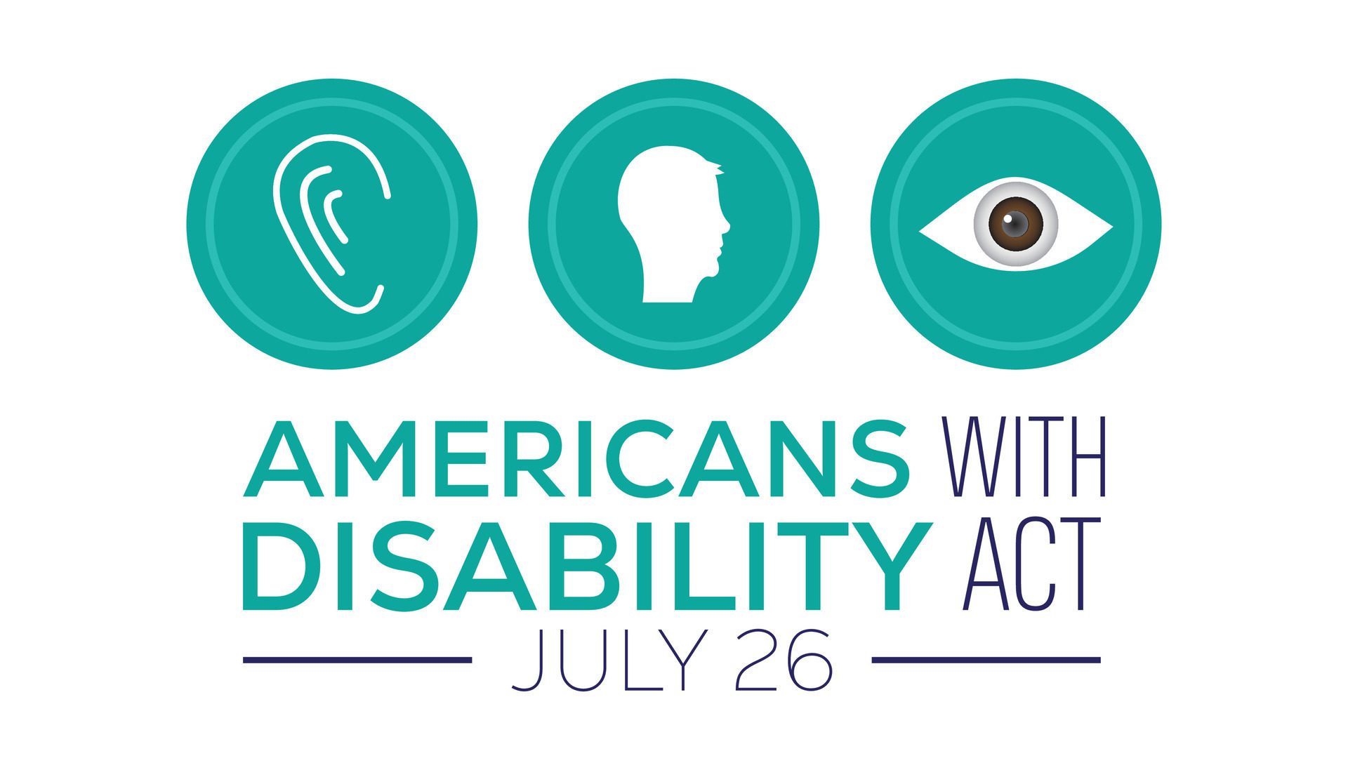 Americans with disability act observed every year in July. Template for background, banner, card, poster with text inscription. Free Vector