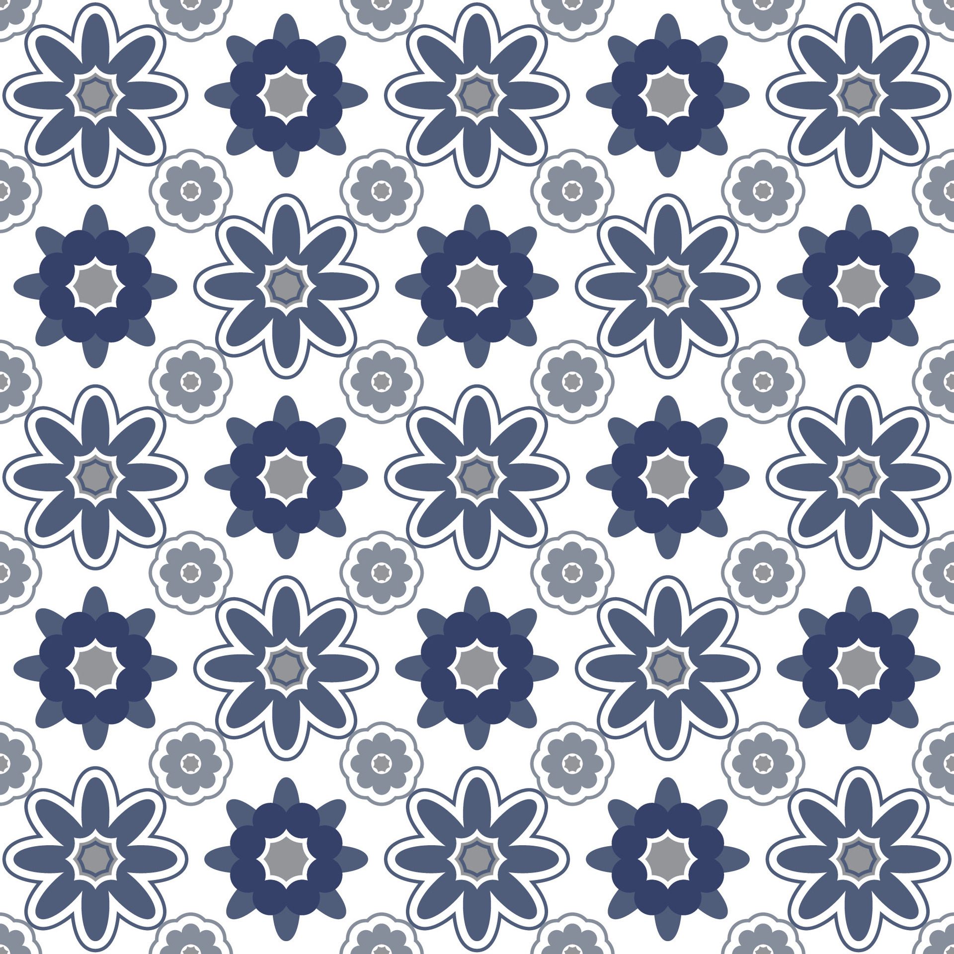 Pattern flowers blossom seamless vintage in blue. Free Vector