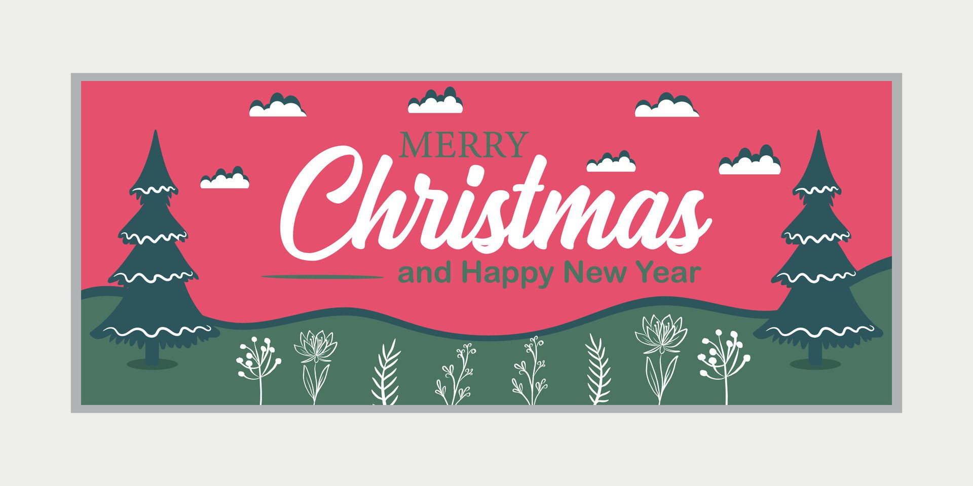 merry christmas banner set and happy new year banner, social media cover and web banner Free Vector