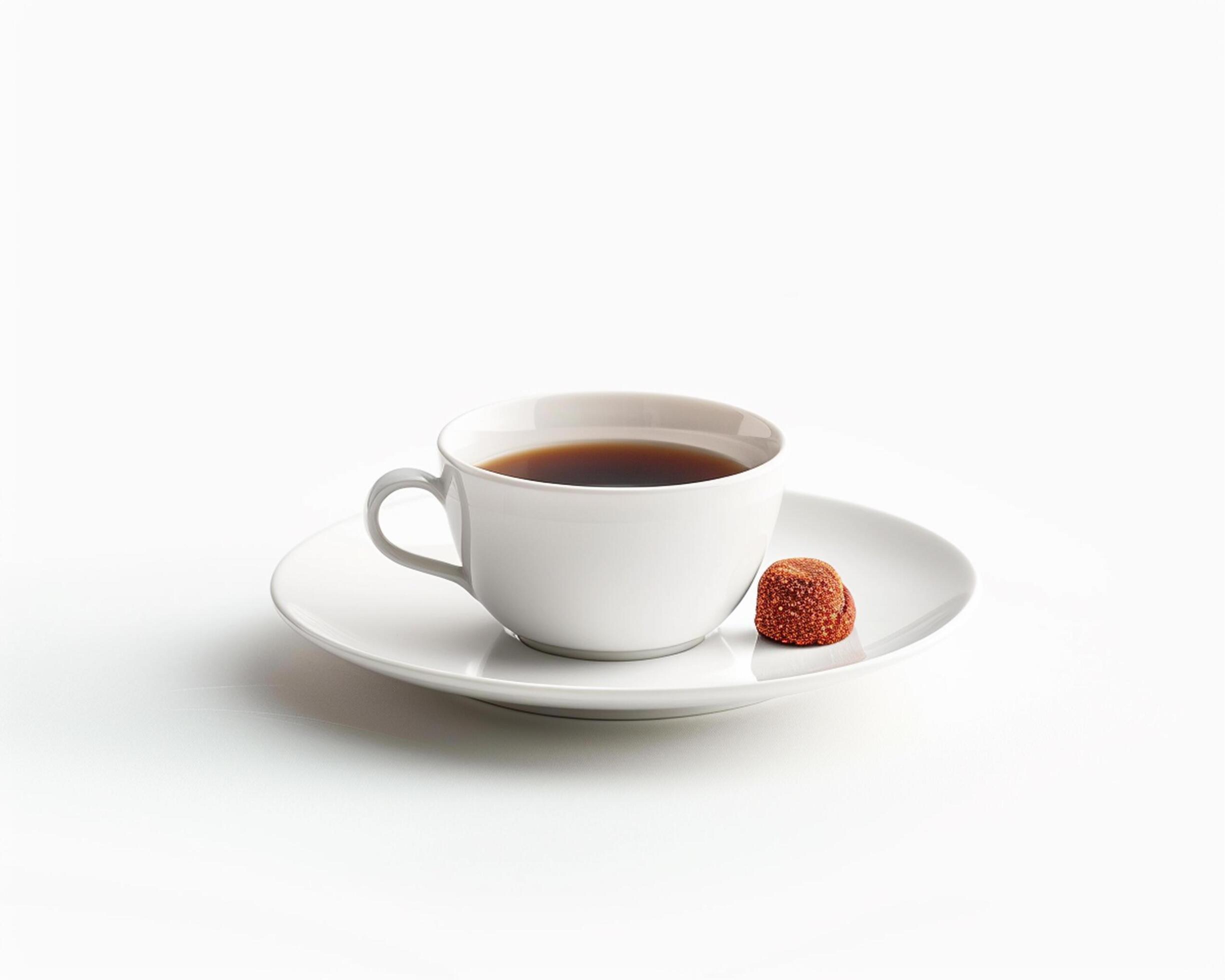 a cup of tea sits on a saucer Stock Free