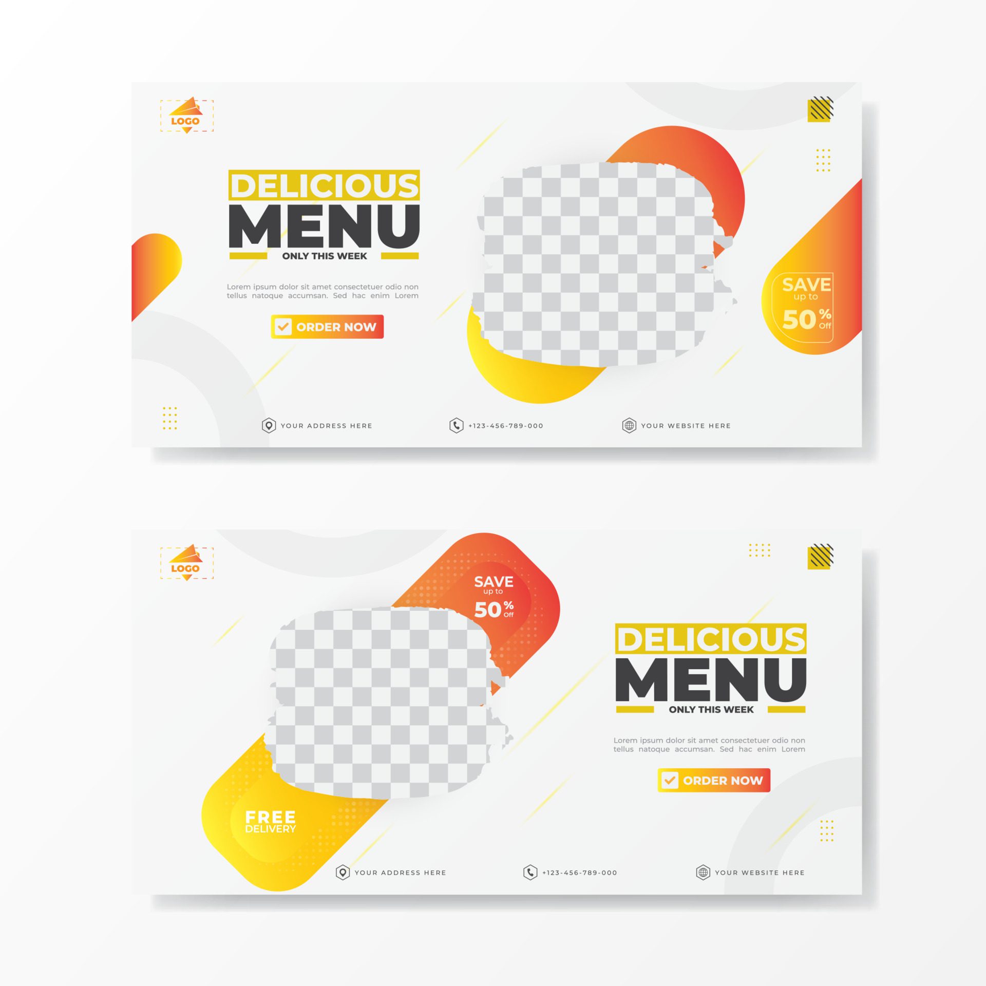 Delicious menu promotion banner template for social media post Free Vector