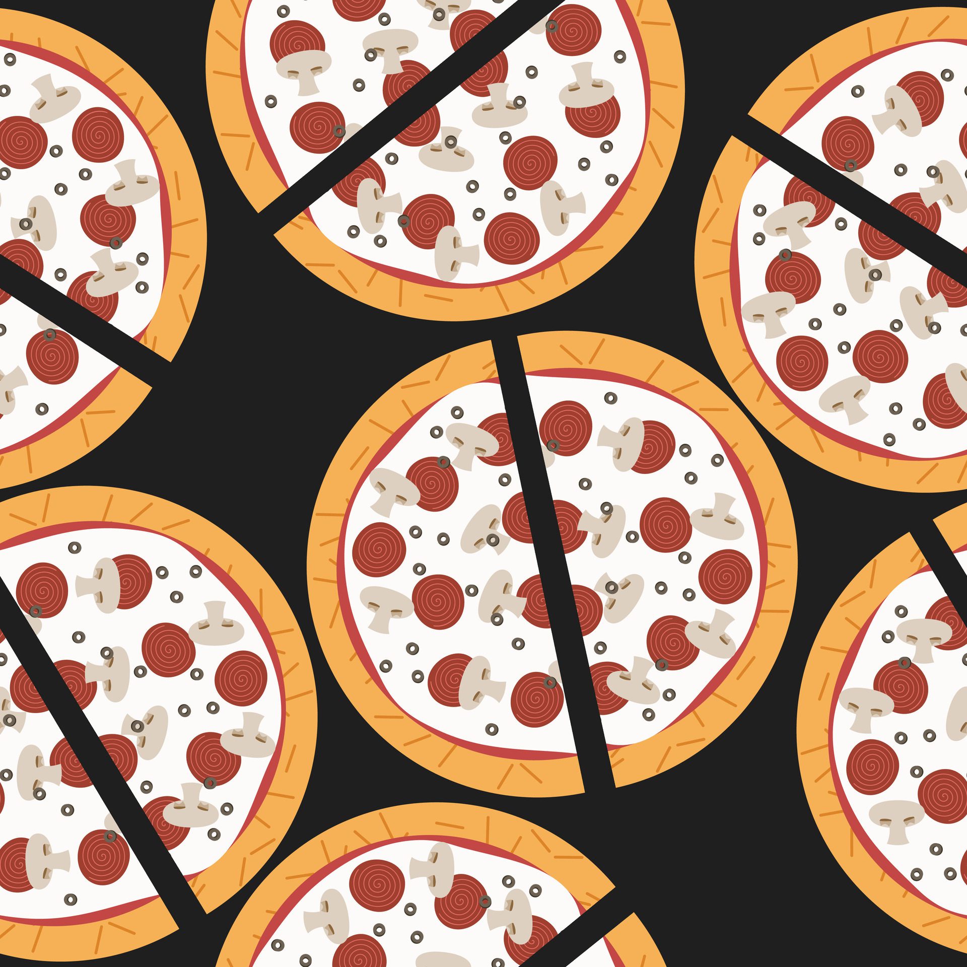 Delicous paparoni pizza seamless pattern, good for food wrapping or wallpaper Free Vector