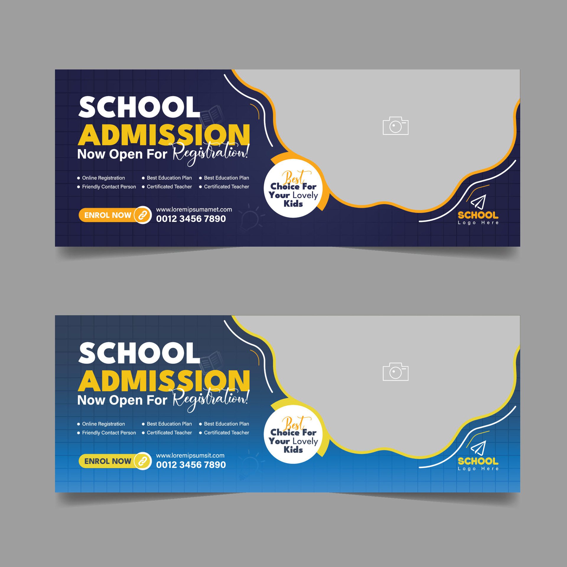 Back to school admission social media cover design and higher education banner template Free Vector