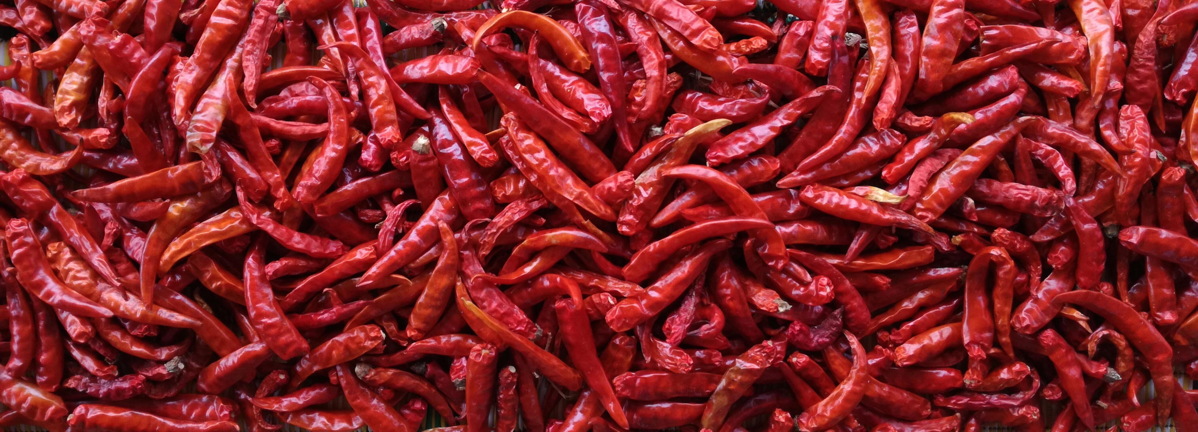 Dried red chilli is a staple that adds spiciness to food. Stock Free