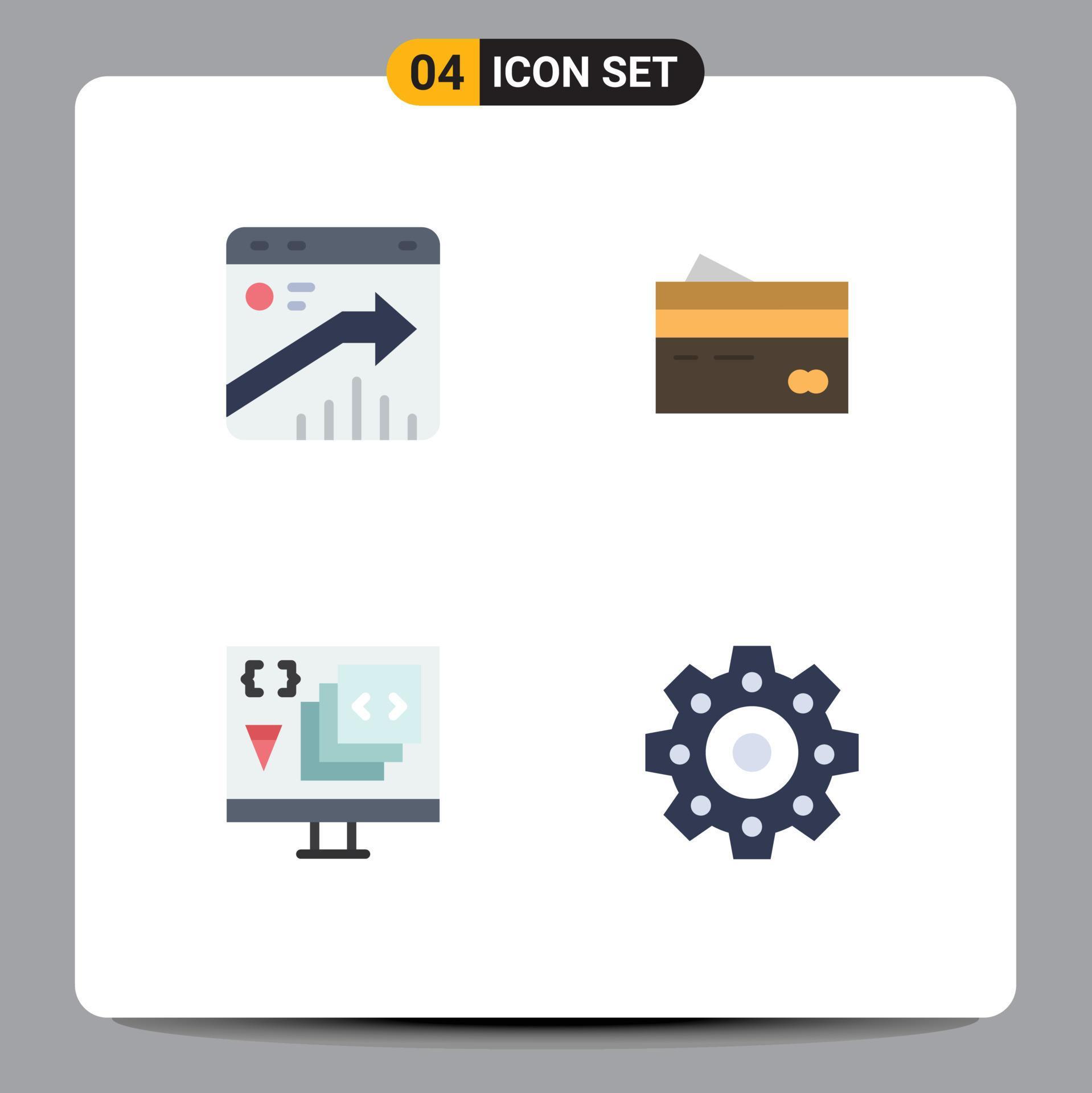 Modern Set of 4 Flat Icons and symbols such as arrow credit report banking money Editable Vector Design Elements Stock Free and Free SVG