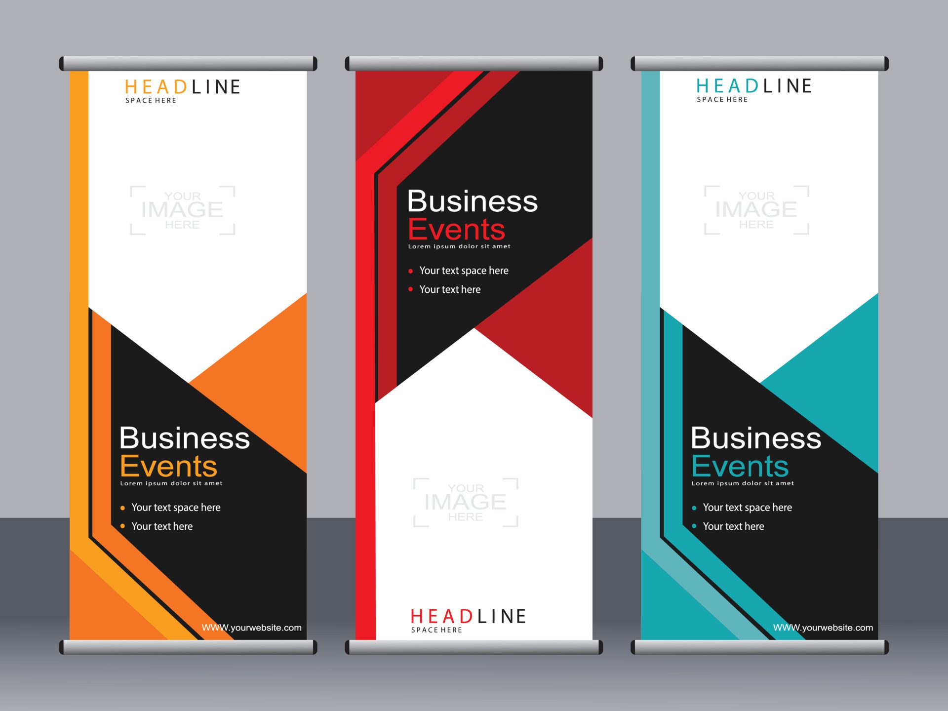 Business banner roll up set standee banner template. Free Vector