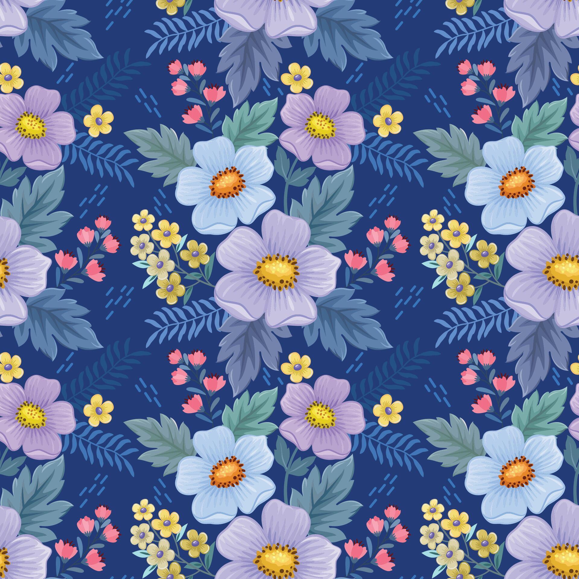 Beautiful blooming flowers on blue color background Stock Free