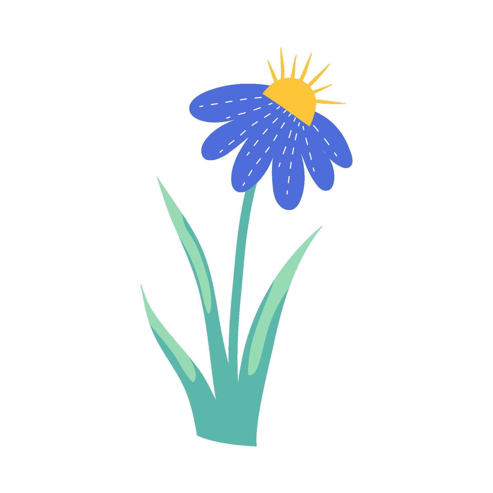 Naive Vibrant Flower isolated. Spring plant naive style. Cartoon vector illustration. Daisy simple vibrant flora Stock Free