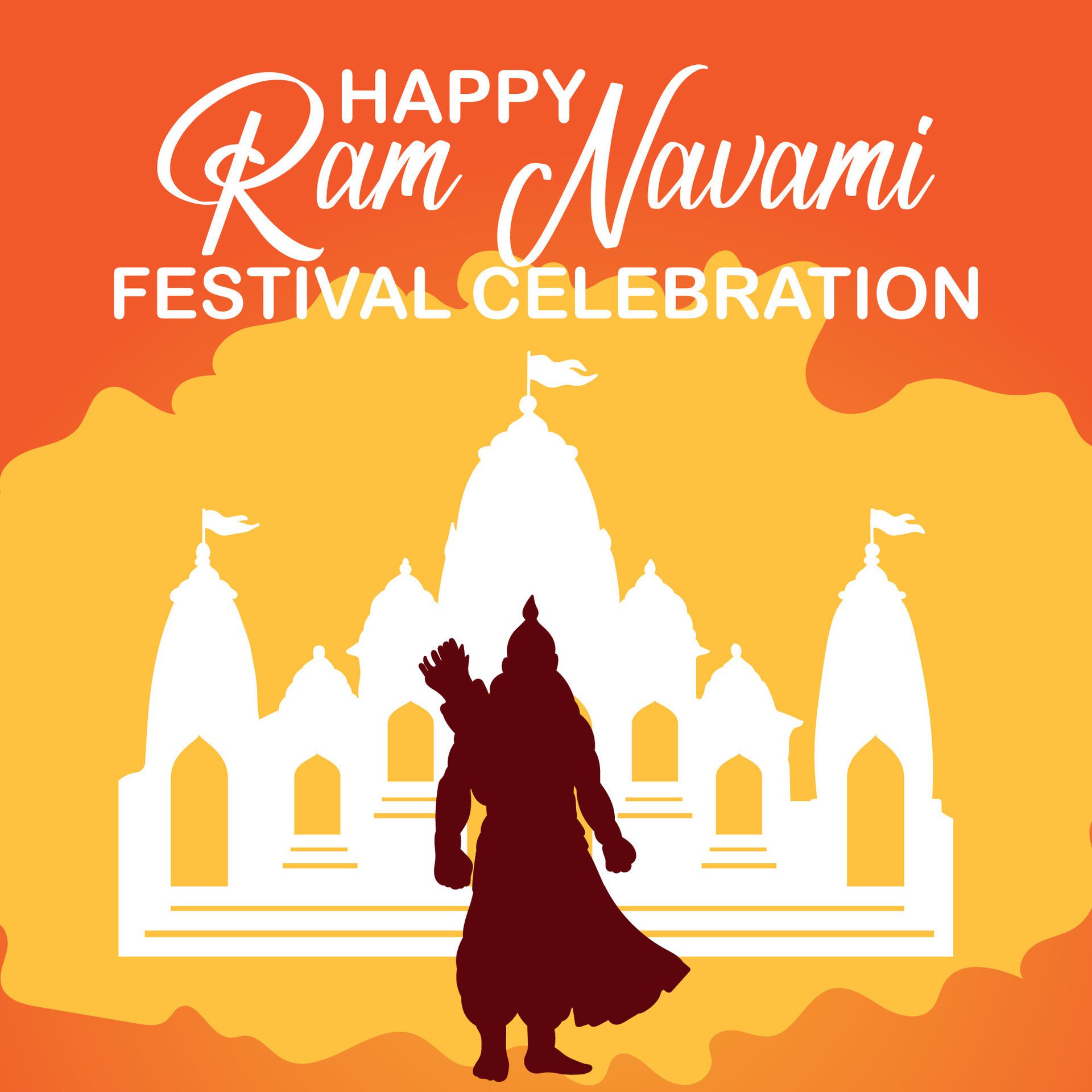 Happy Ram Navami cultural Banner Hindu festival vertical post wishes celebration card Ram Navami celebration background Free Vector