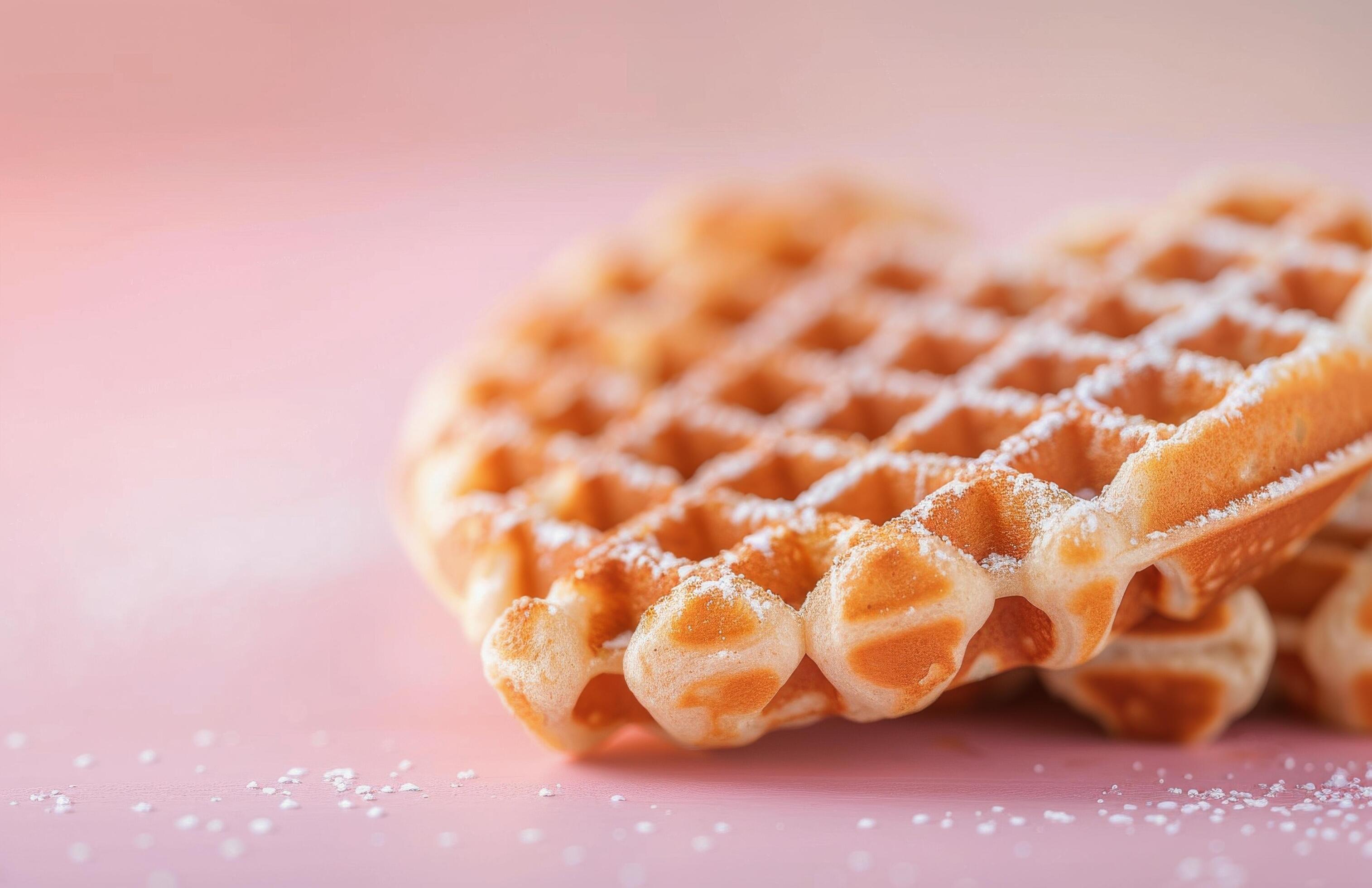 Heart-Shaped Waffles on Light Pink Background Stock Free