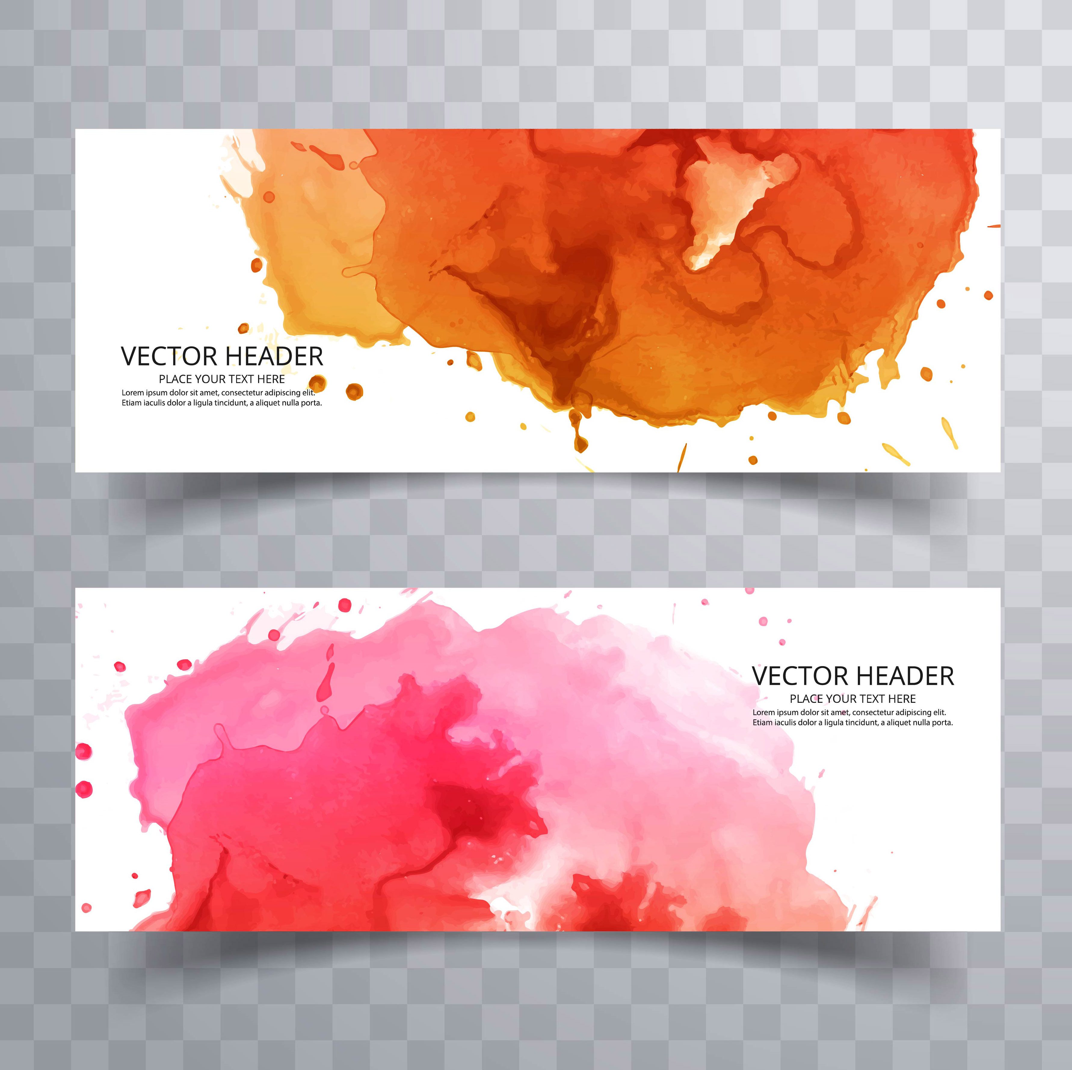 modern colorful watercolor banners set Free Vector