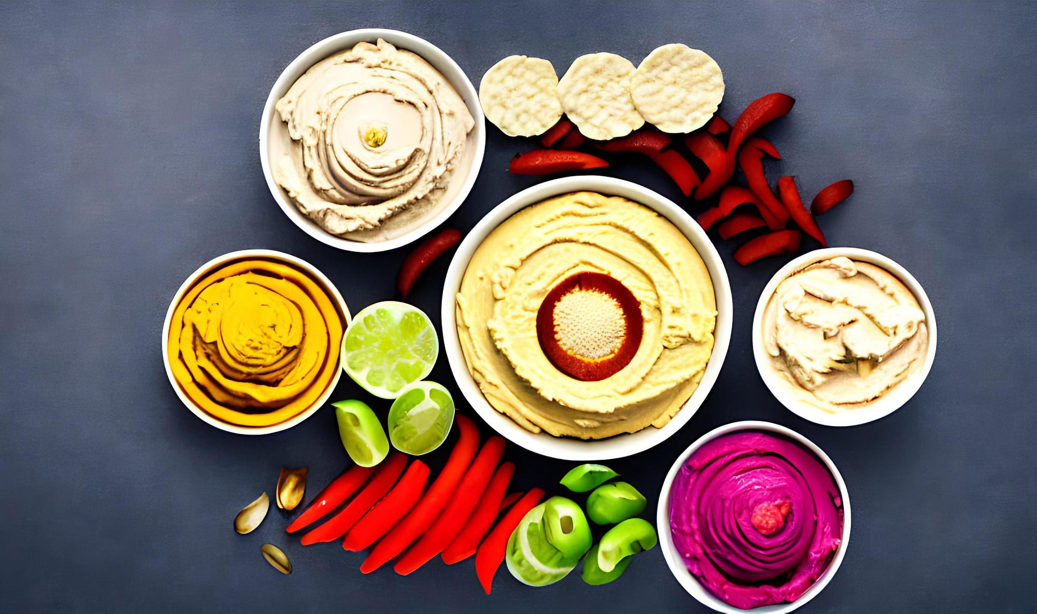 Healthy food. Traditional freshly made organic hummus. Stock Free