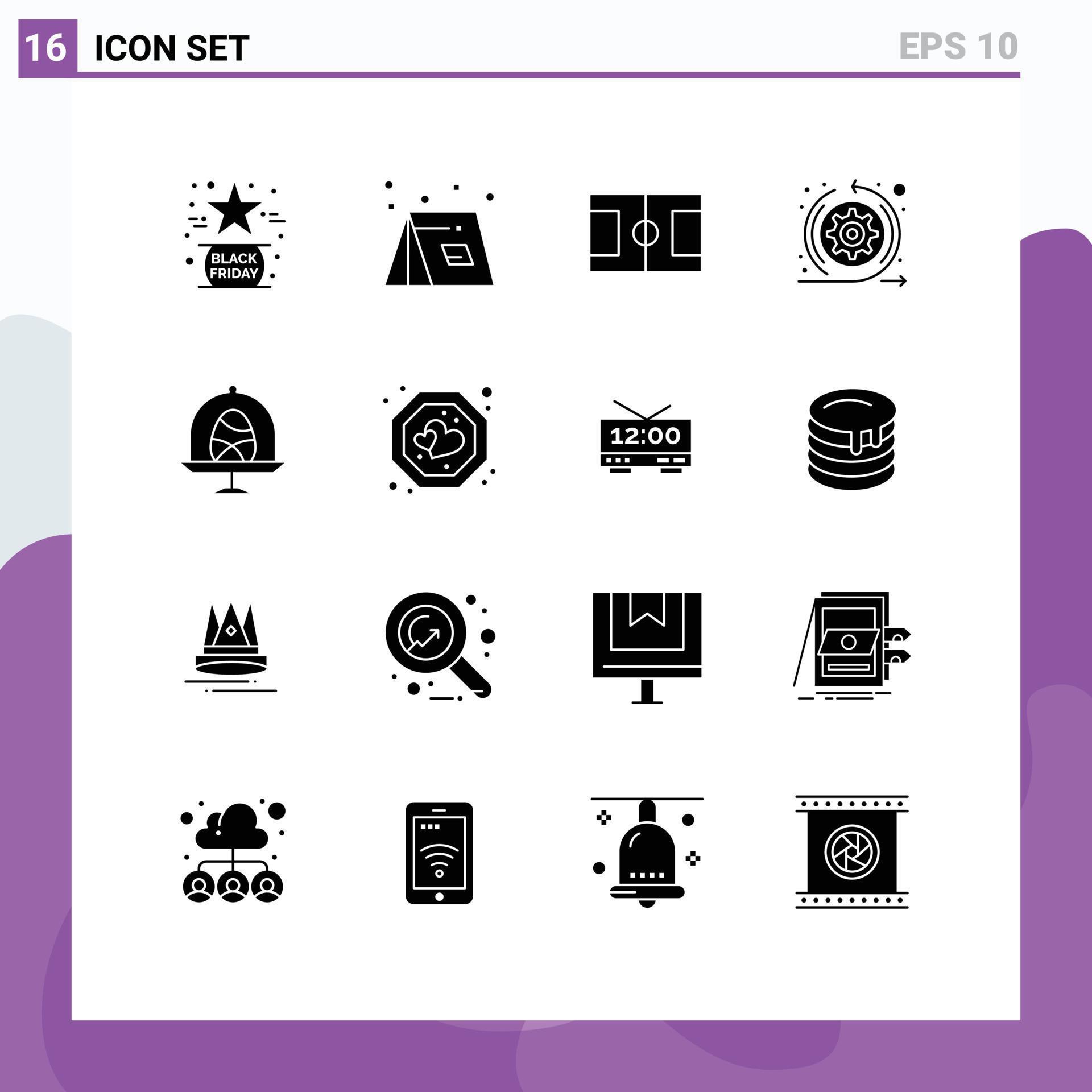 Set of 16 Modern UI Icons Symbols Signs for disk scrum tent arrows sport Editable Vector Design Elements Stock Free