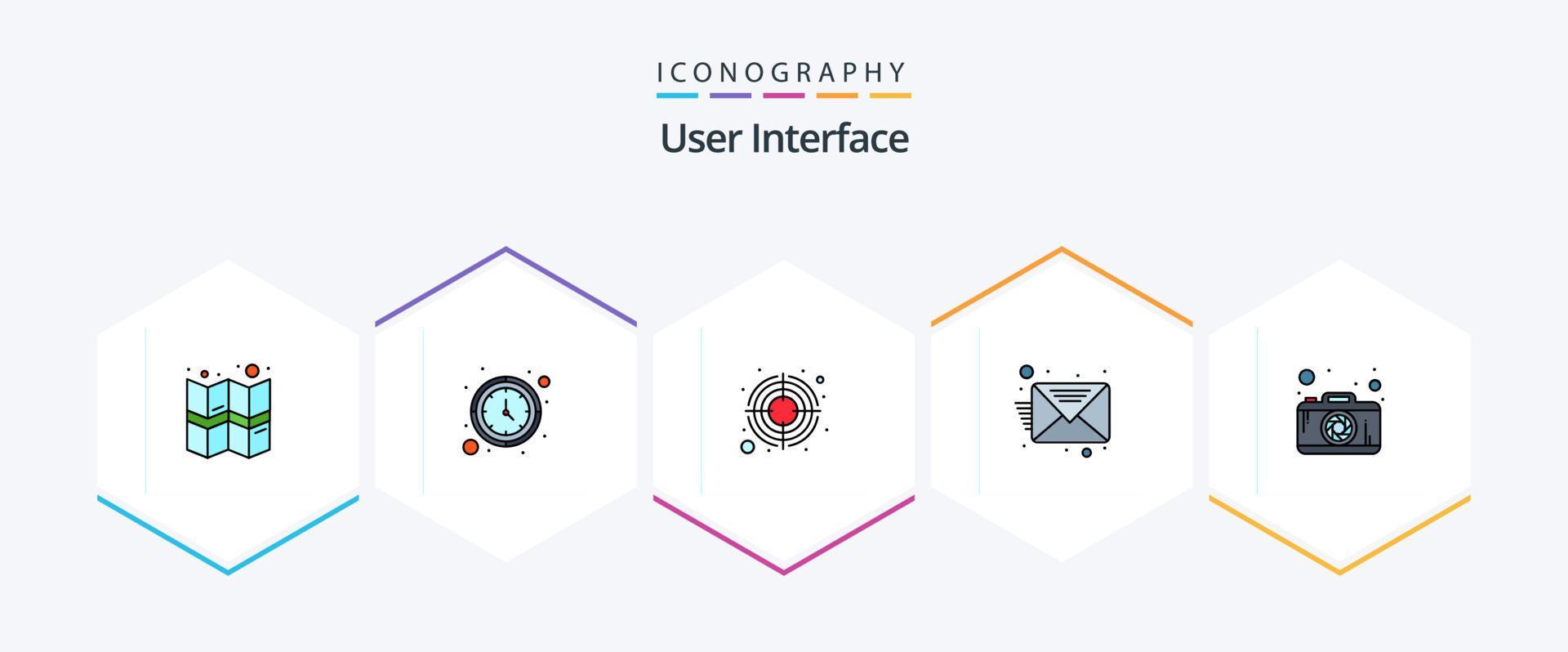User Interface 25 FilledLine icon pack including . camera. arrow. photo. inbox Stock Free