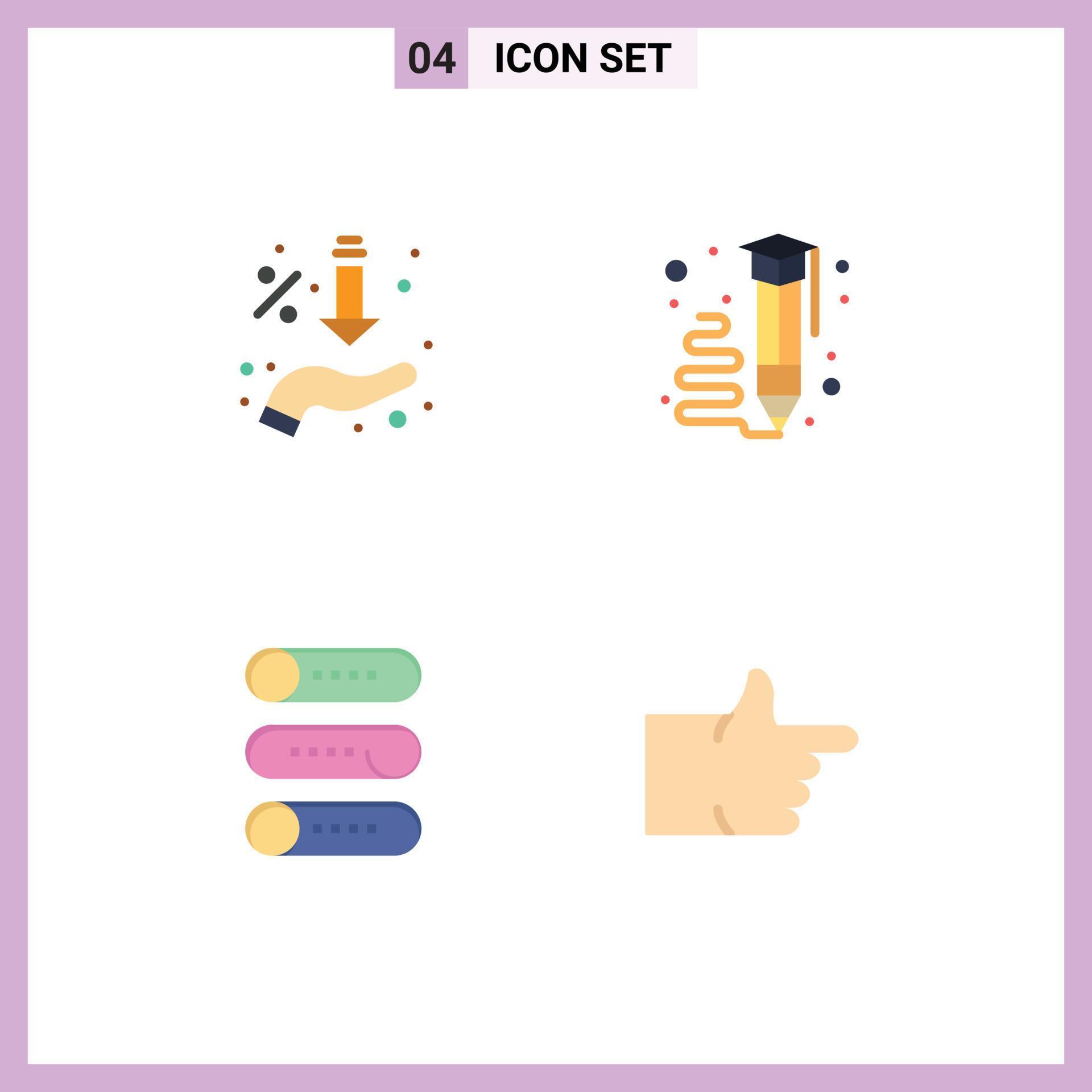 4 User Interface Flat Icon Pack of modern Signs and Symbols of arrows write hand draw device Editable Vector Design Elements Stock Free