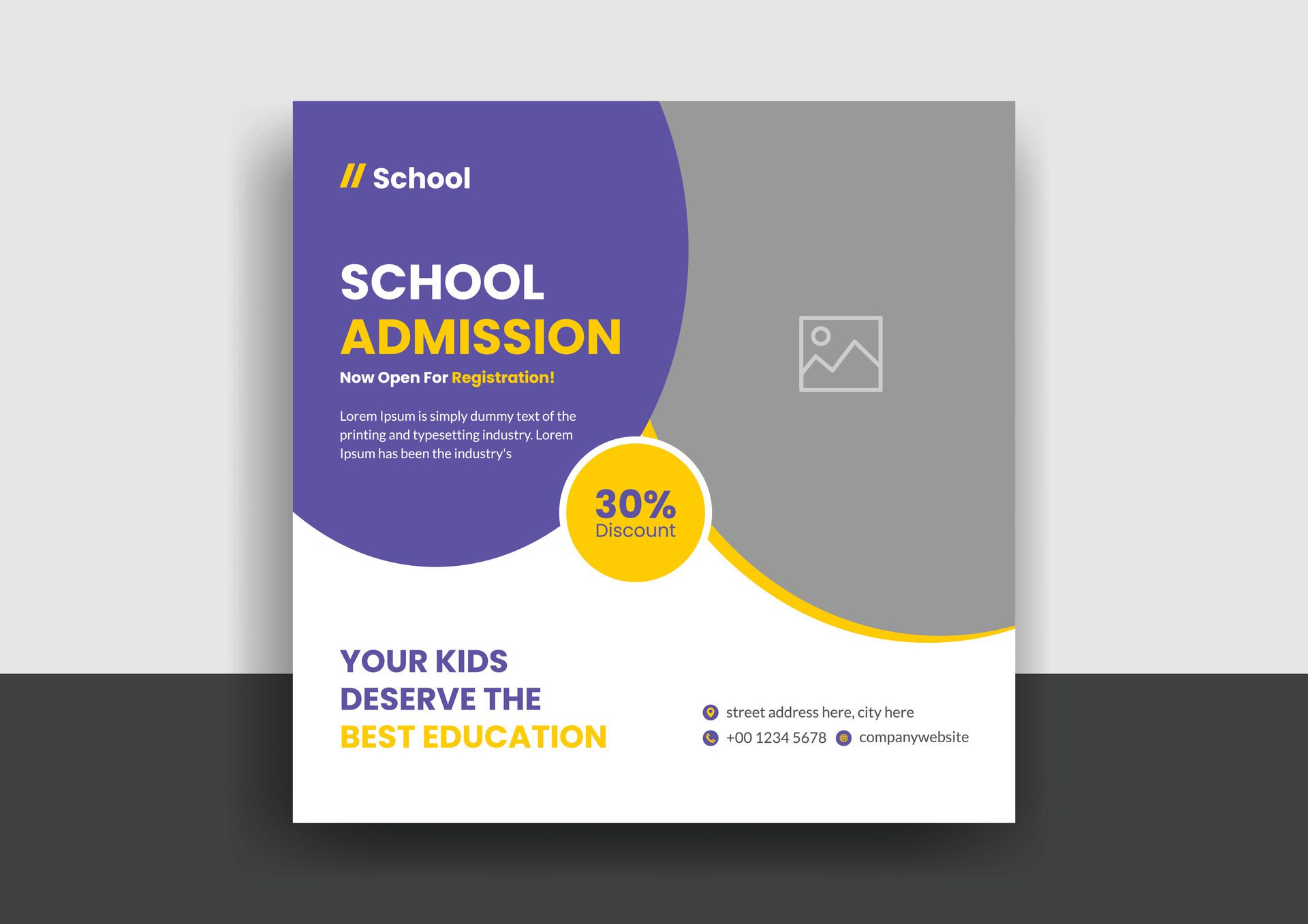 School admission social media post web banner template Free Vector