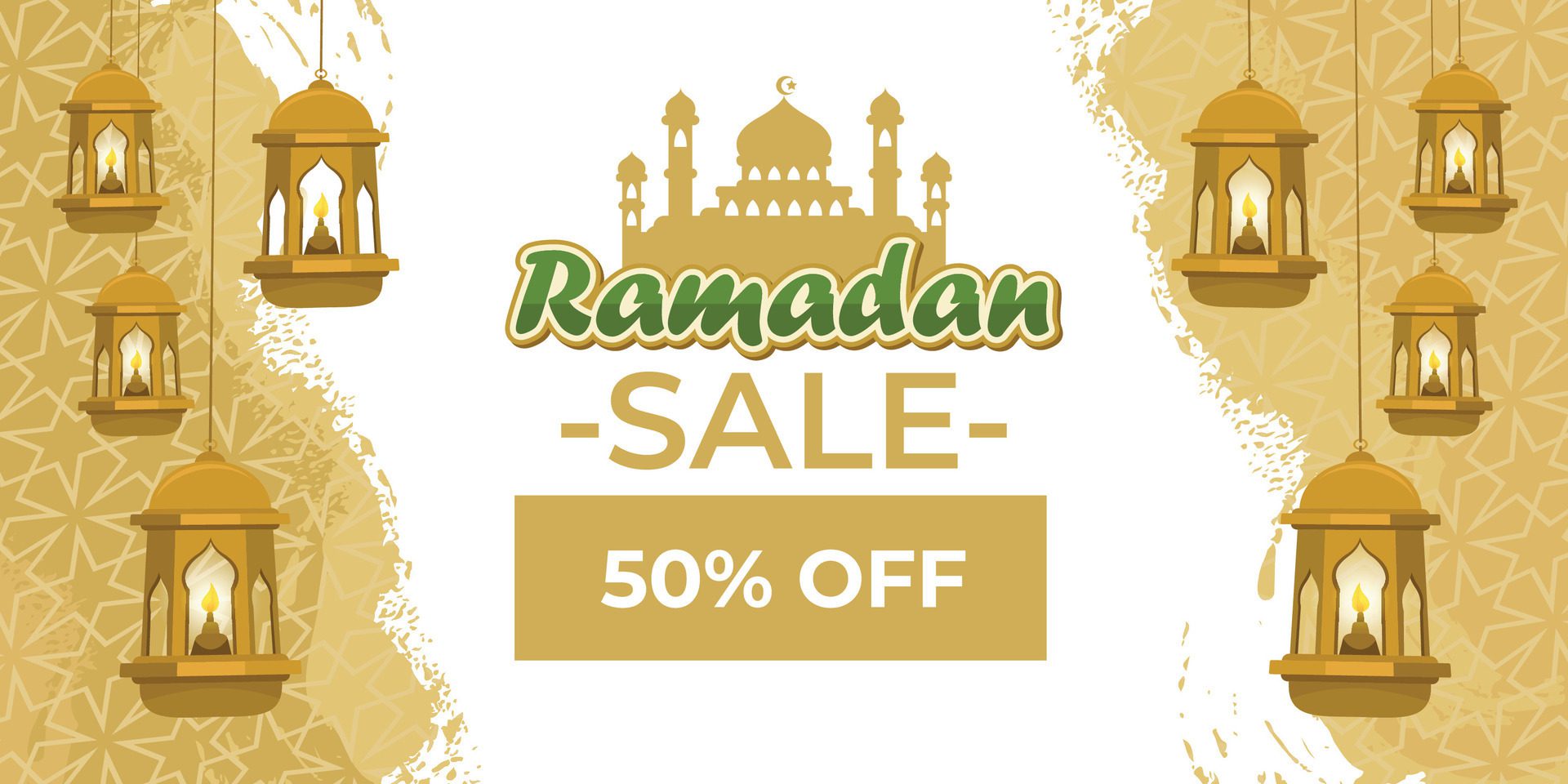 Free beautiful ramadan sale banner template Free Vector