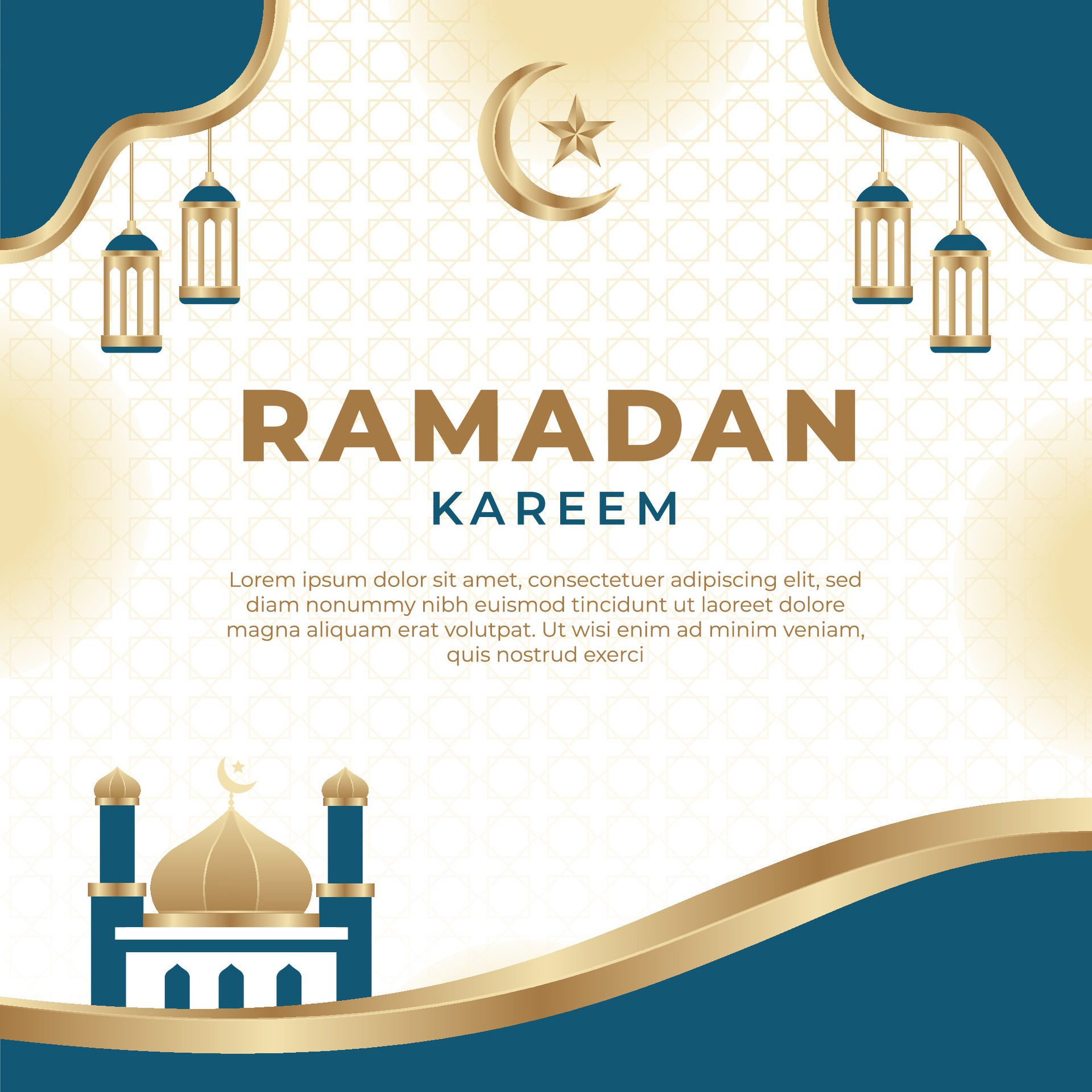 Ramadan Kareem Islamic banner background Free Vector