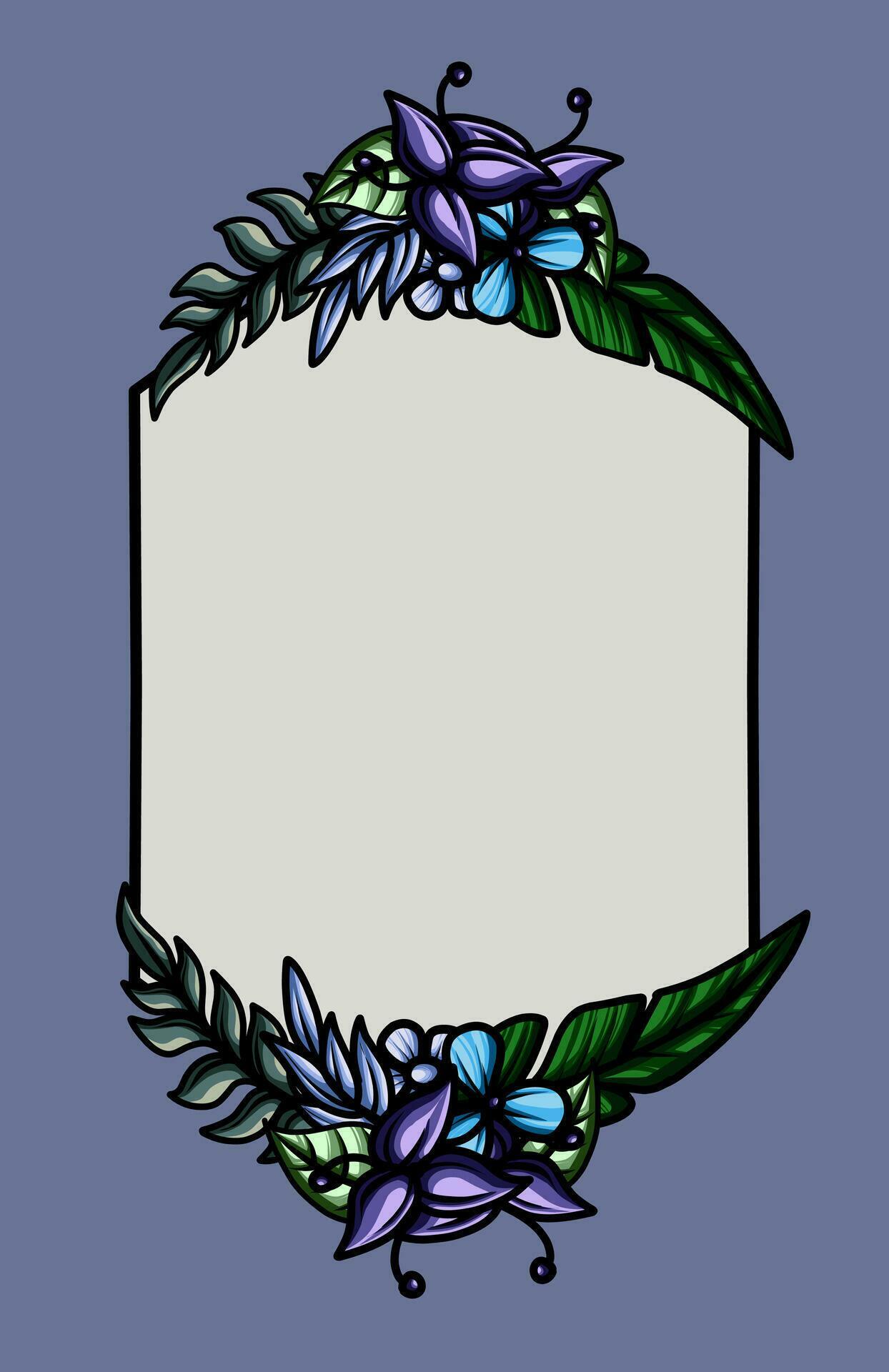 frame the border with an arrangement of leaves and flowers Stock Free