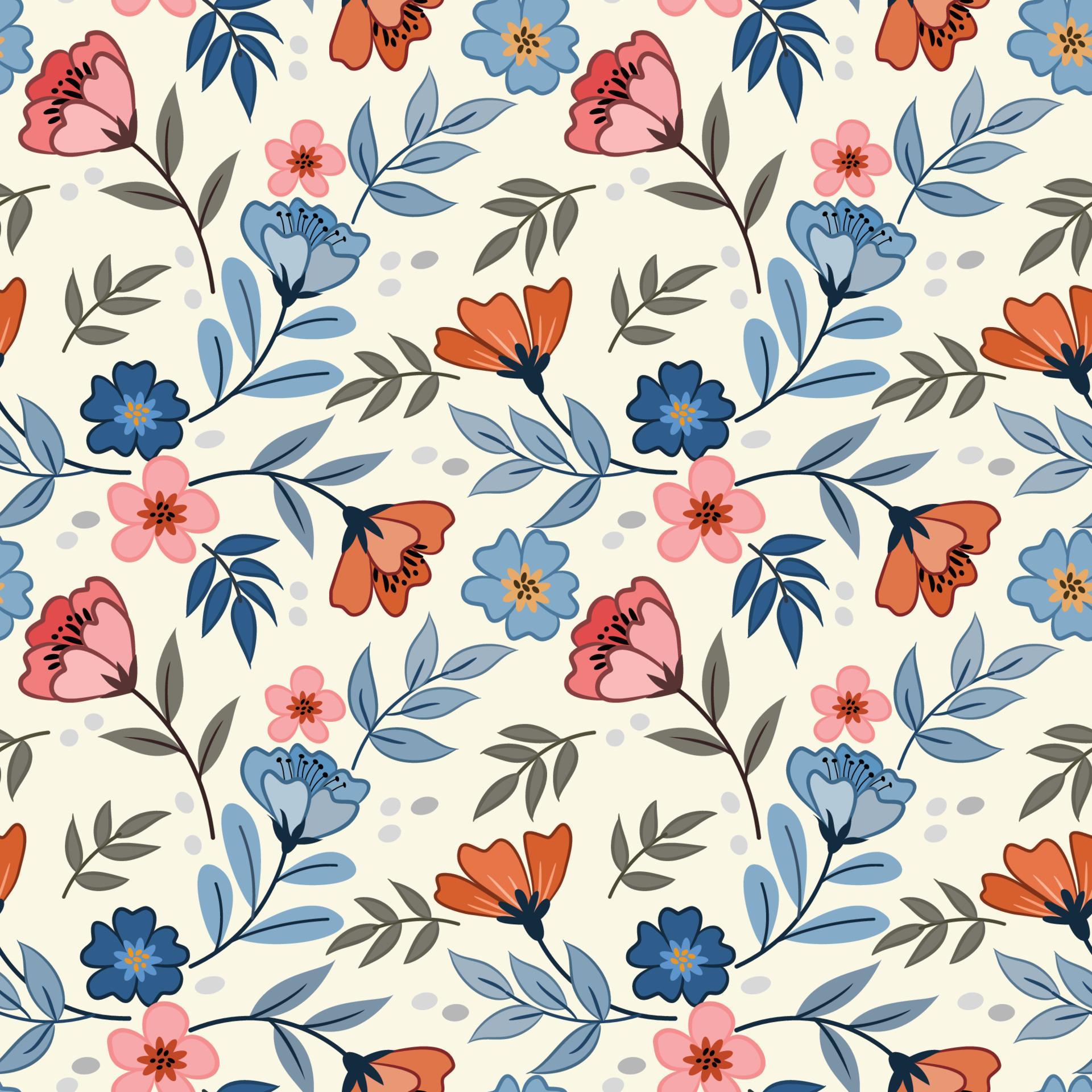 Flowers design seamless pattern for fabric textile wallpaper. Stock Free