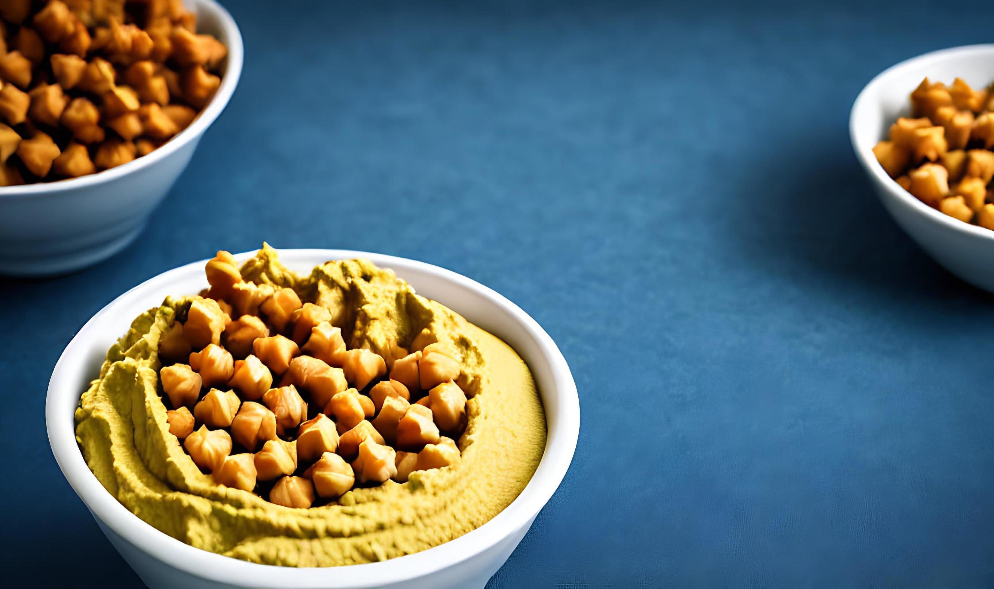 Healthy food. Traditional freshly made organic hummus. Stock Free