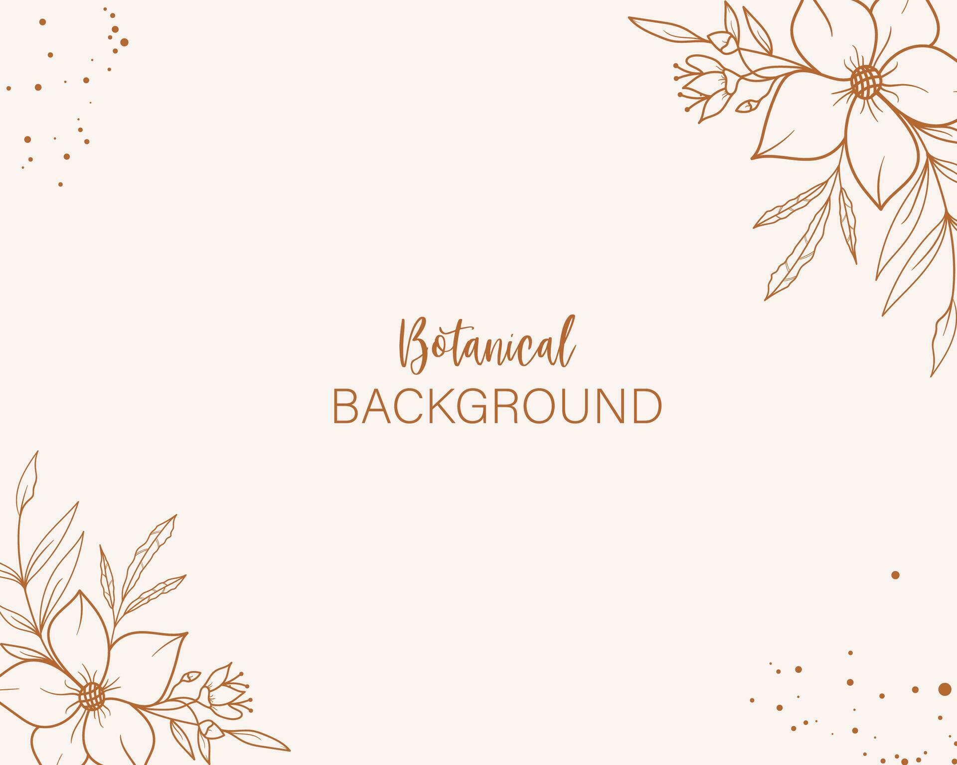 Handdrawn floral botanical background with line art flowers Stock Free