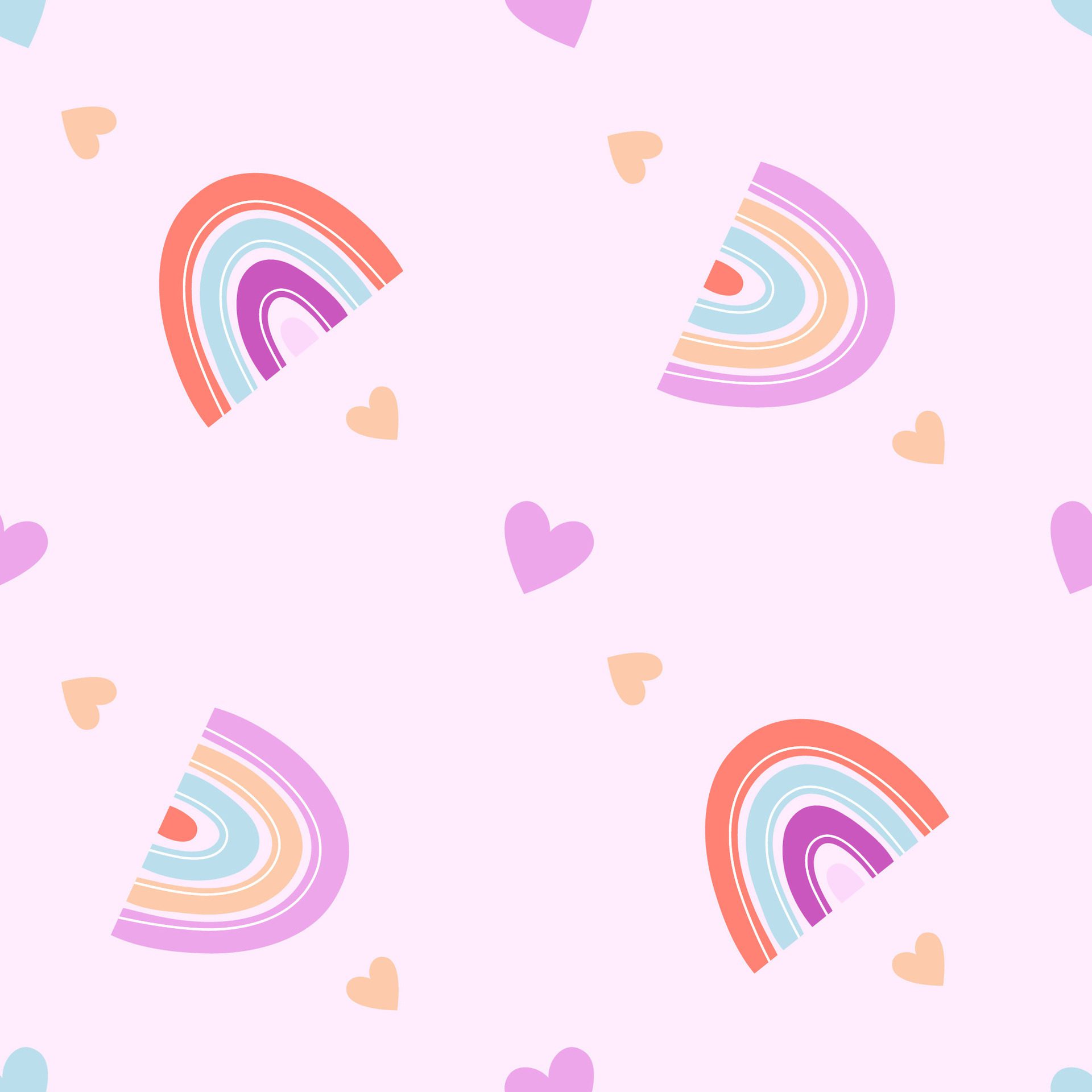 Seamless pattern with cute rainbows and hearts. Trendy baby texture for fabric textile wallpaper apparel wrapping Free Vector