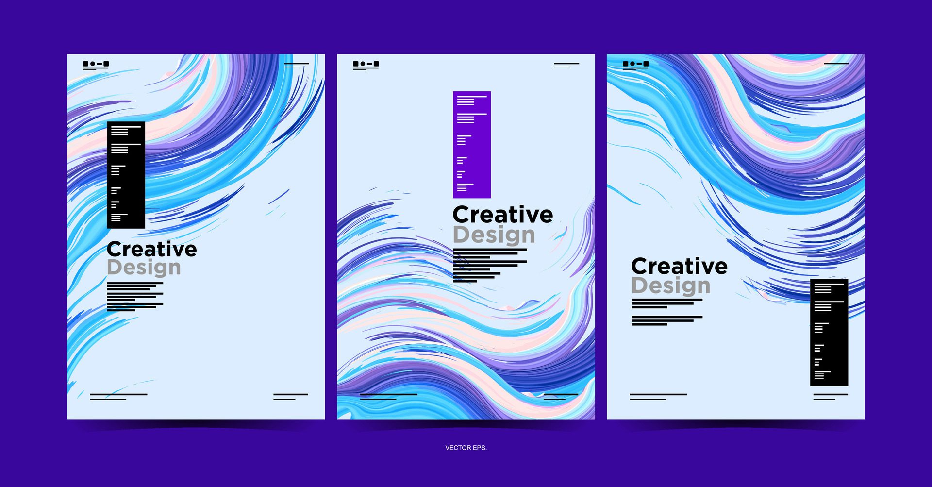 three vertical banners with abstract waves Free Vector and Free SVG