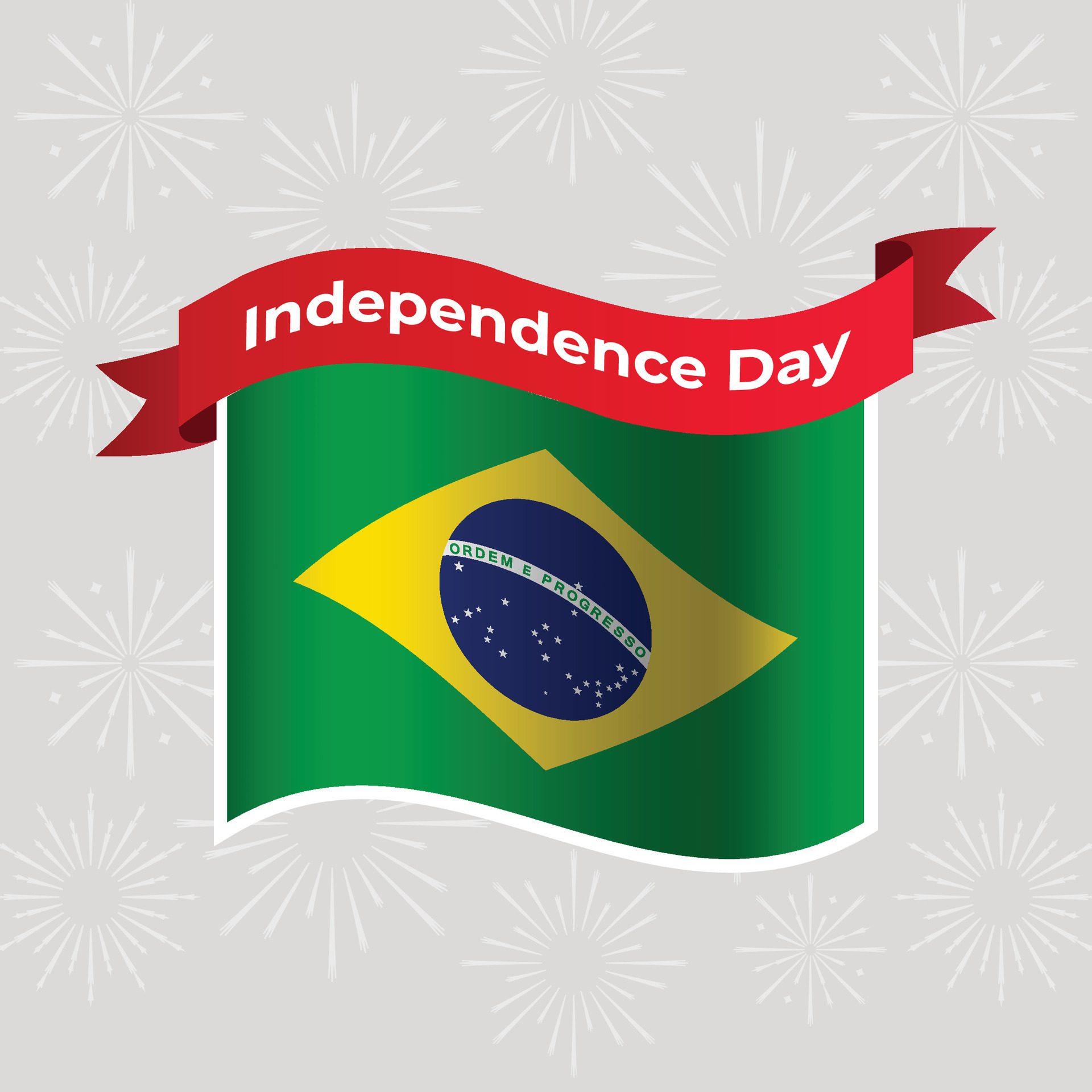 Brazil Wavy Flag Independence Day Banner Background Free Vector