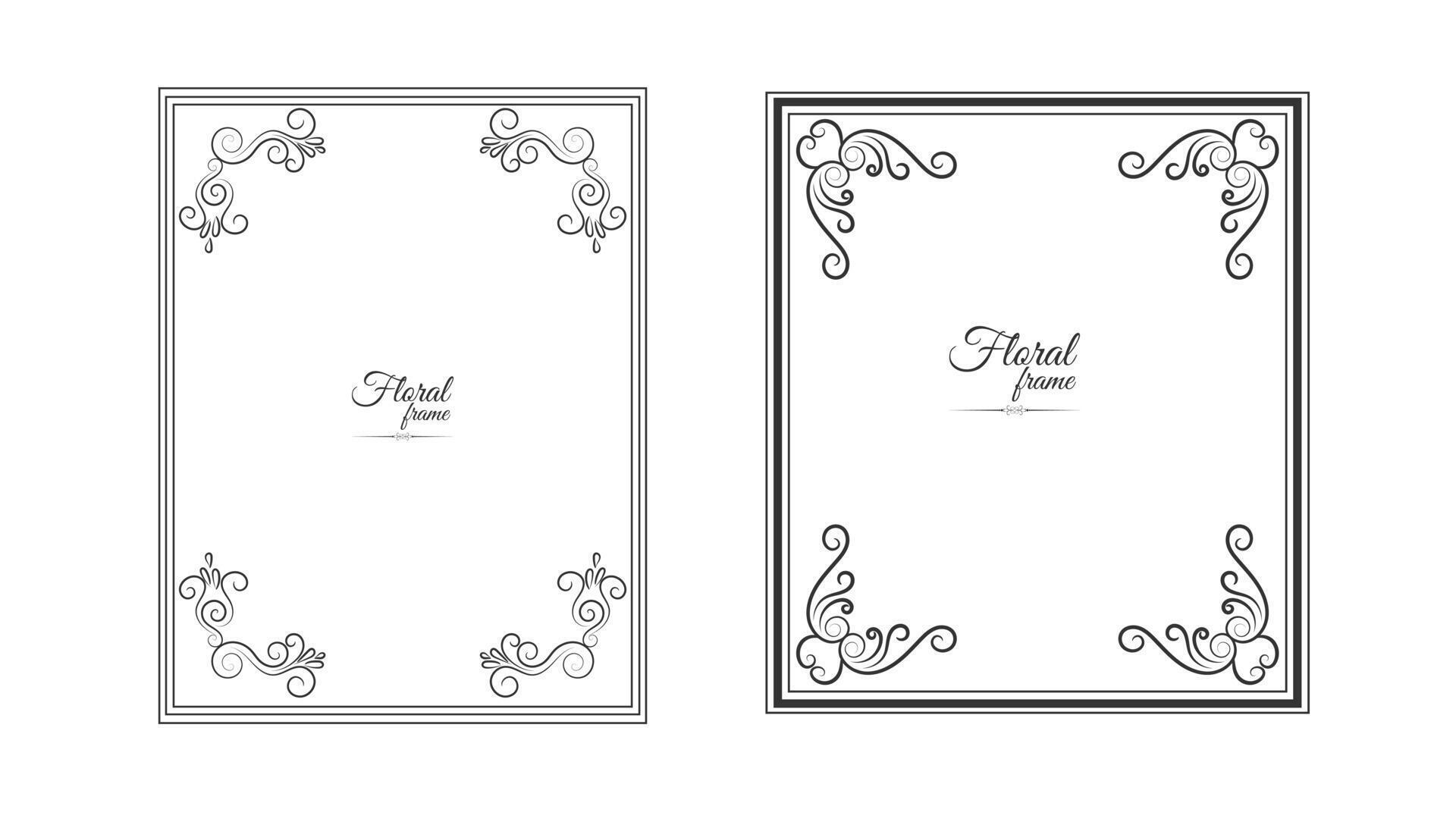 Ornament Picture Frame Border Effect With Flower Stock Free