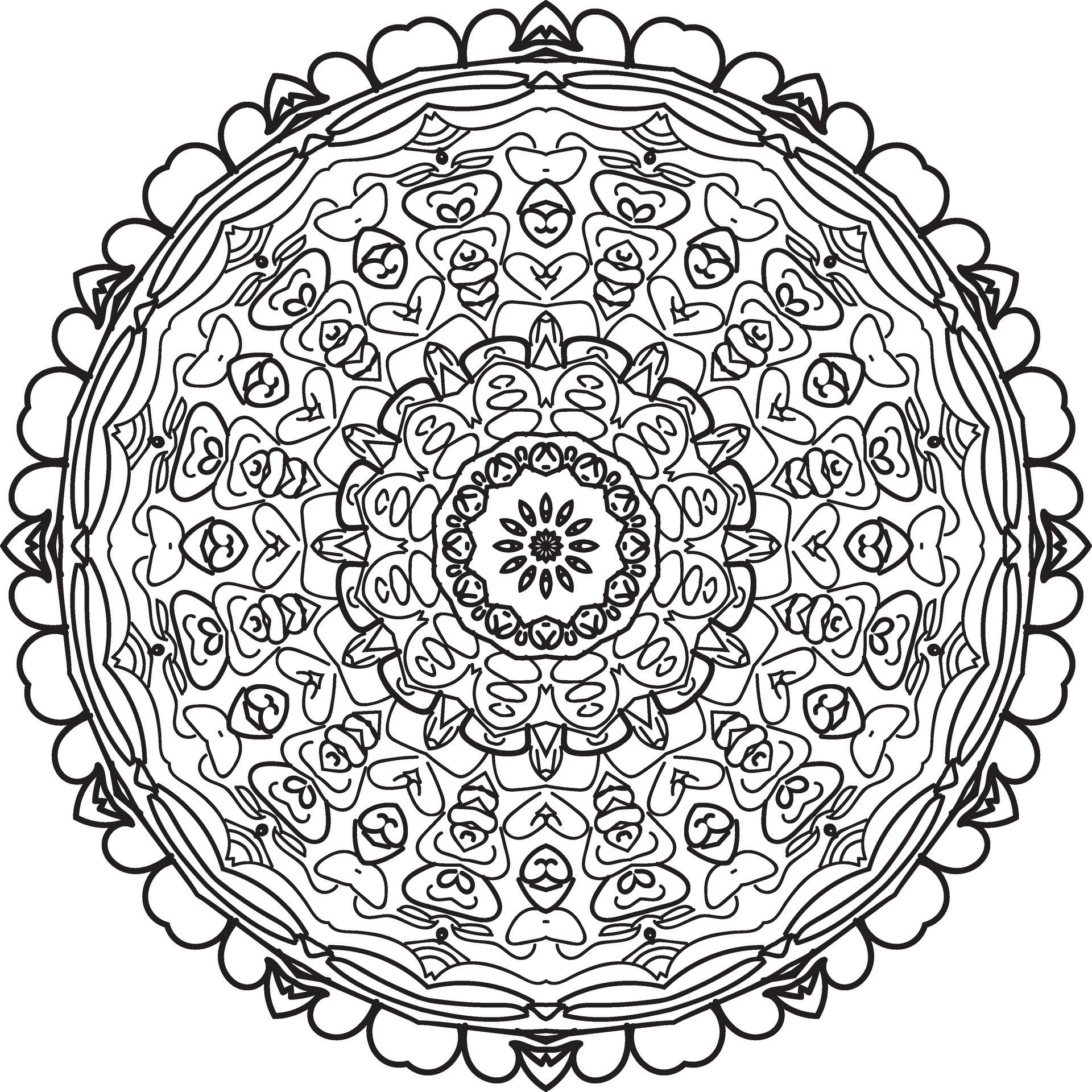 
									Circular pattern in form of mandala for Henna, Mehndi, tattoo, decoration. Decorative ornament in ethnic oriental style. Coloring book page. Free Vector