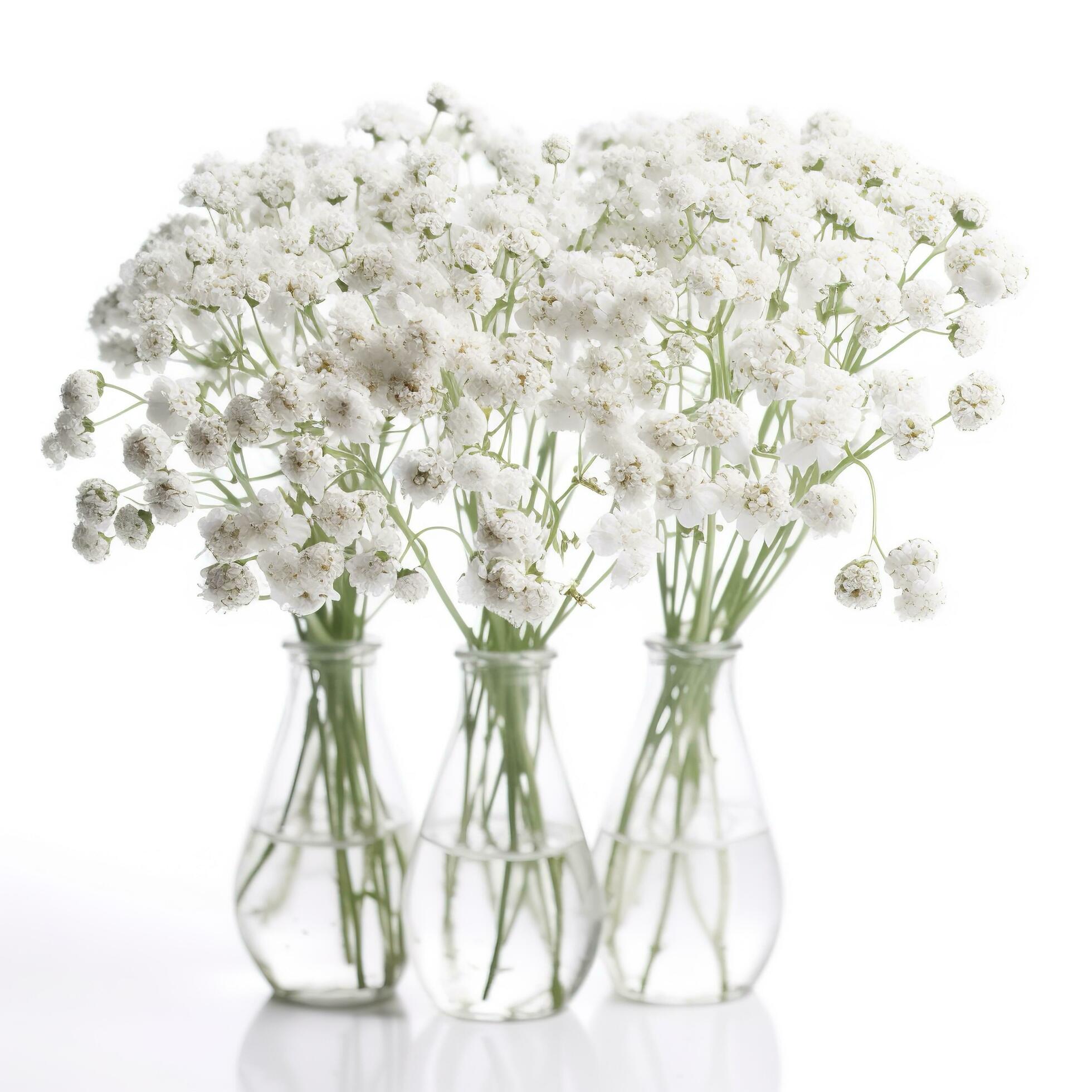 Gypsophila flowers isolated on white background, generate ai Stock Free