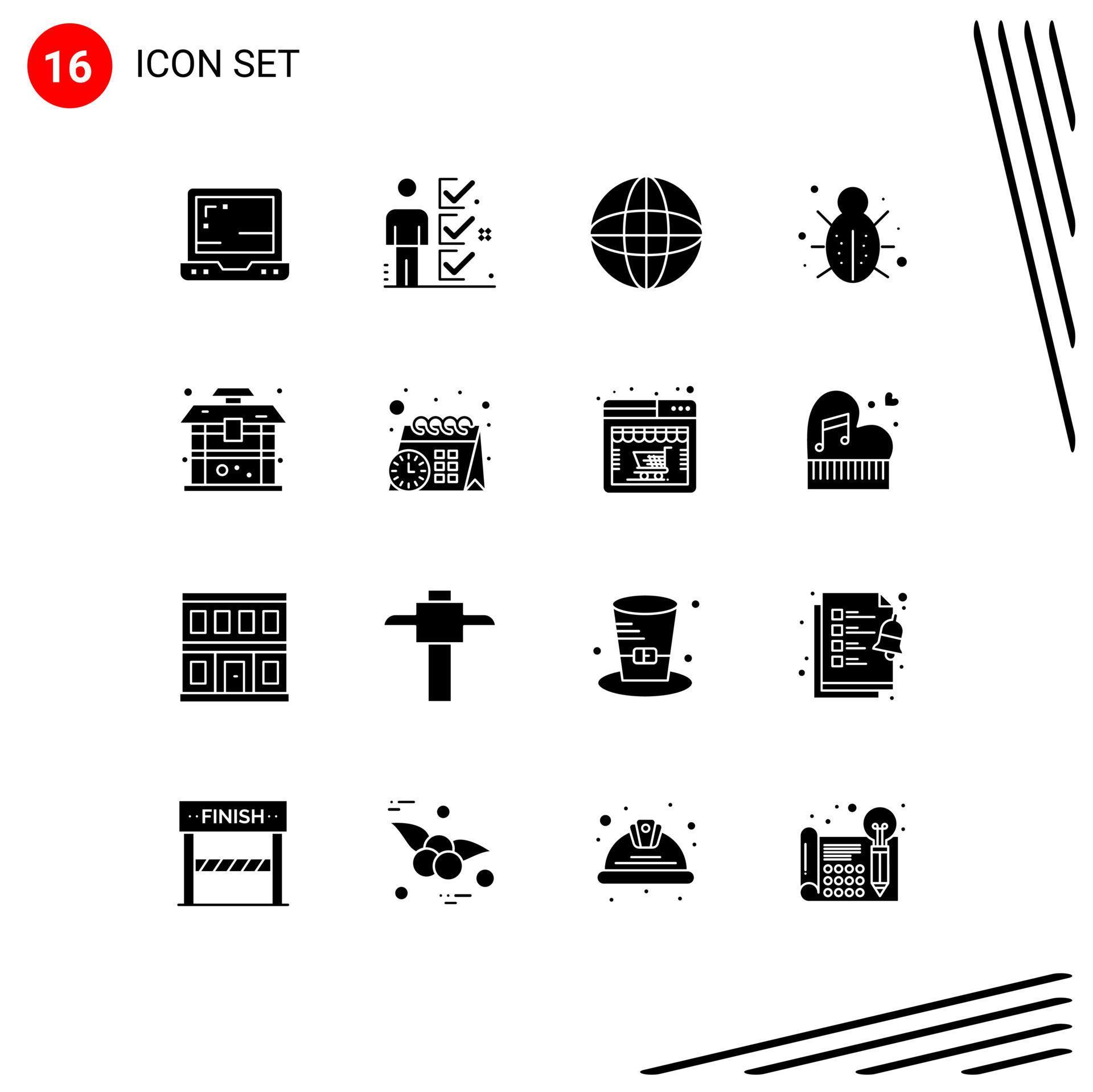 Pack of 16 creative Solid Glyphs of building security arrow protection internet Editable Vector Design Elements Stock Free